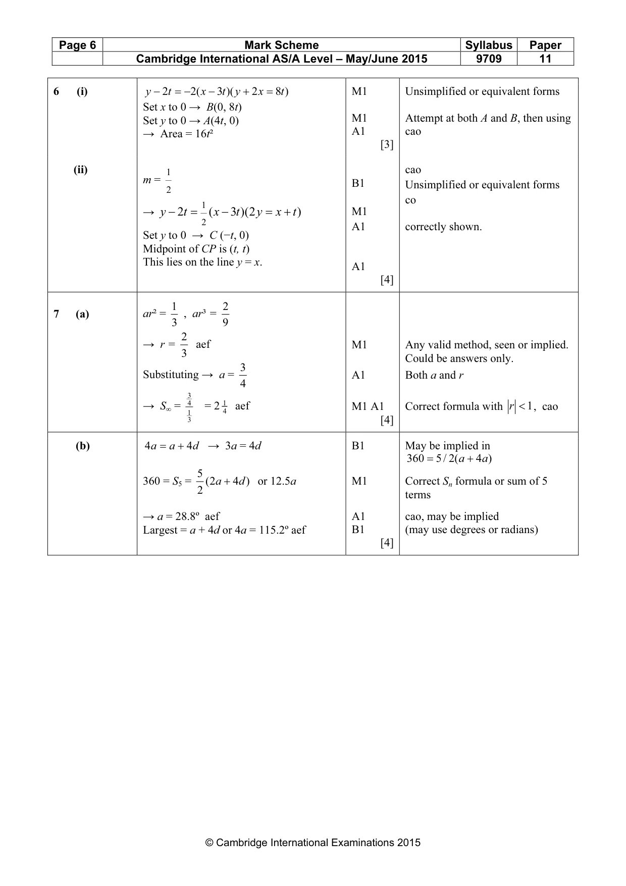 Mark scheme, page 6 of 9
