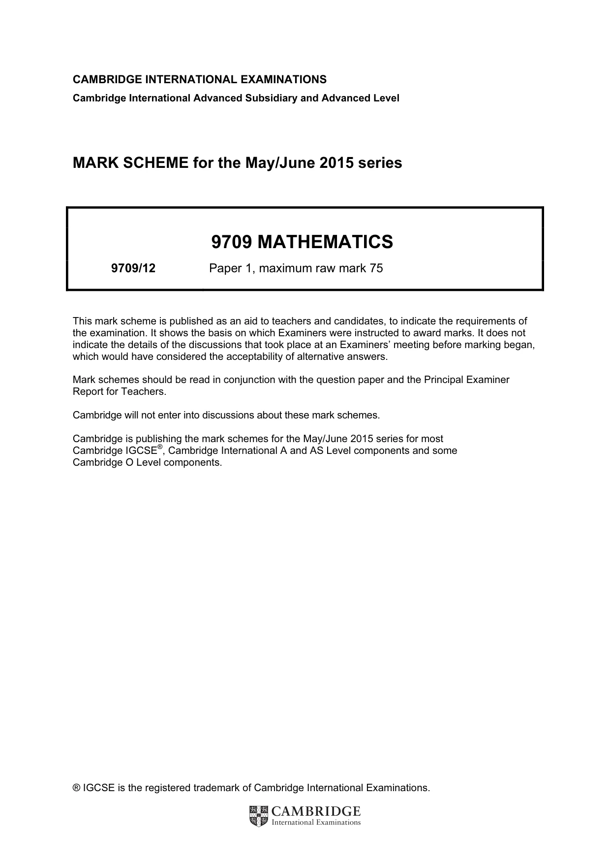 Mark scheme, page 1 of 7
