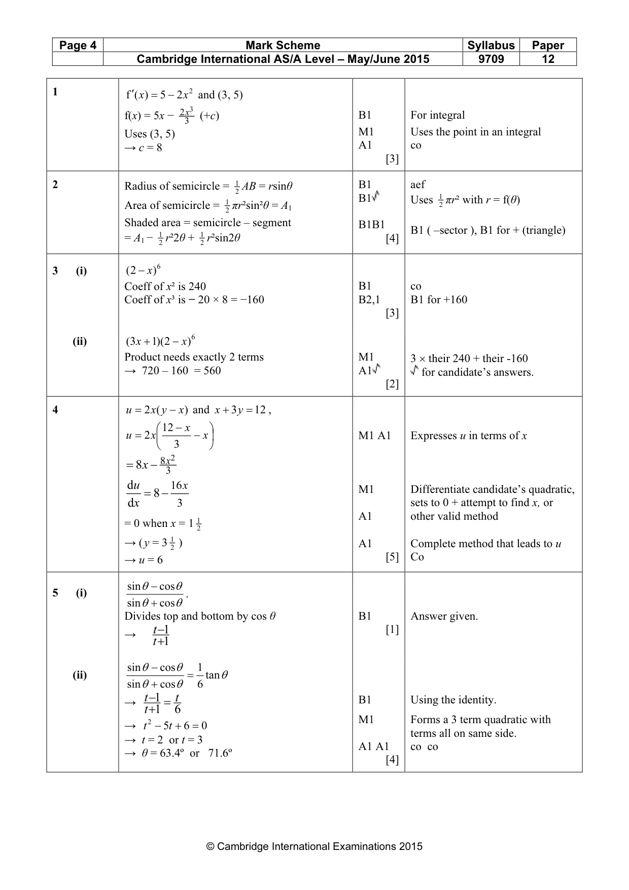 Mark scheme, page 4 of 7