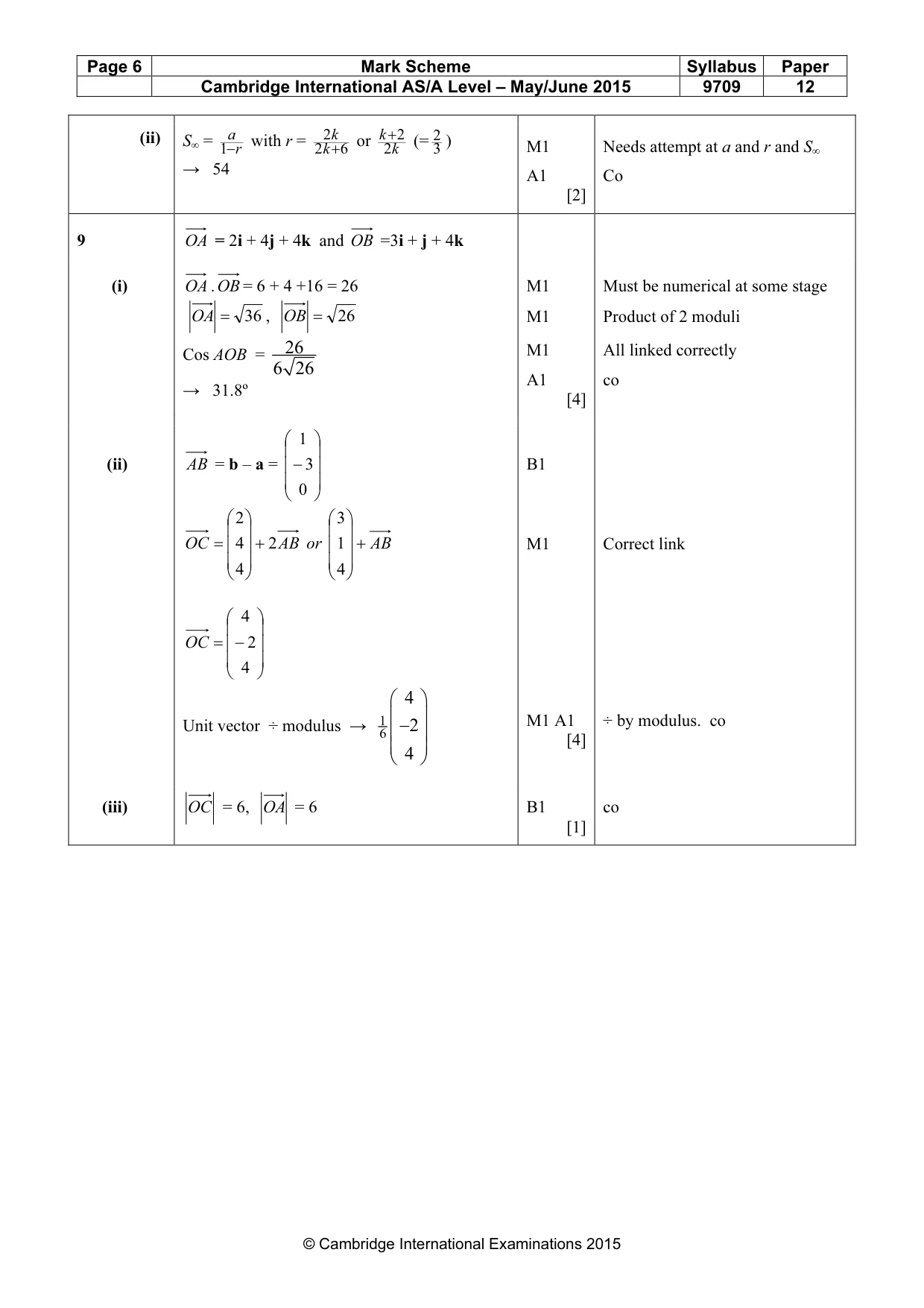 Mark scheme, page 6 of 7
