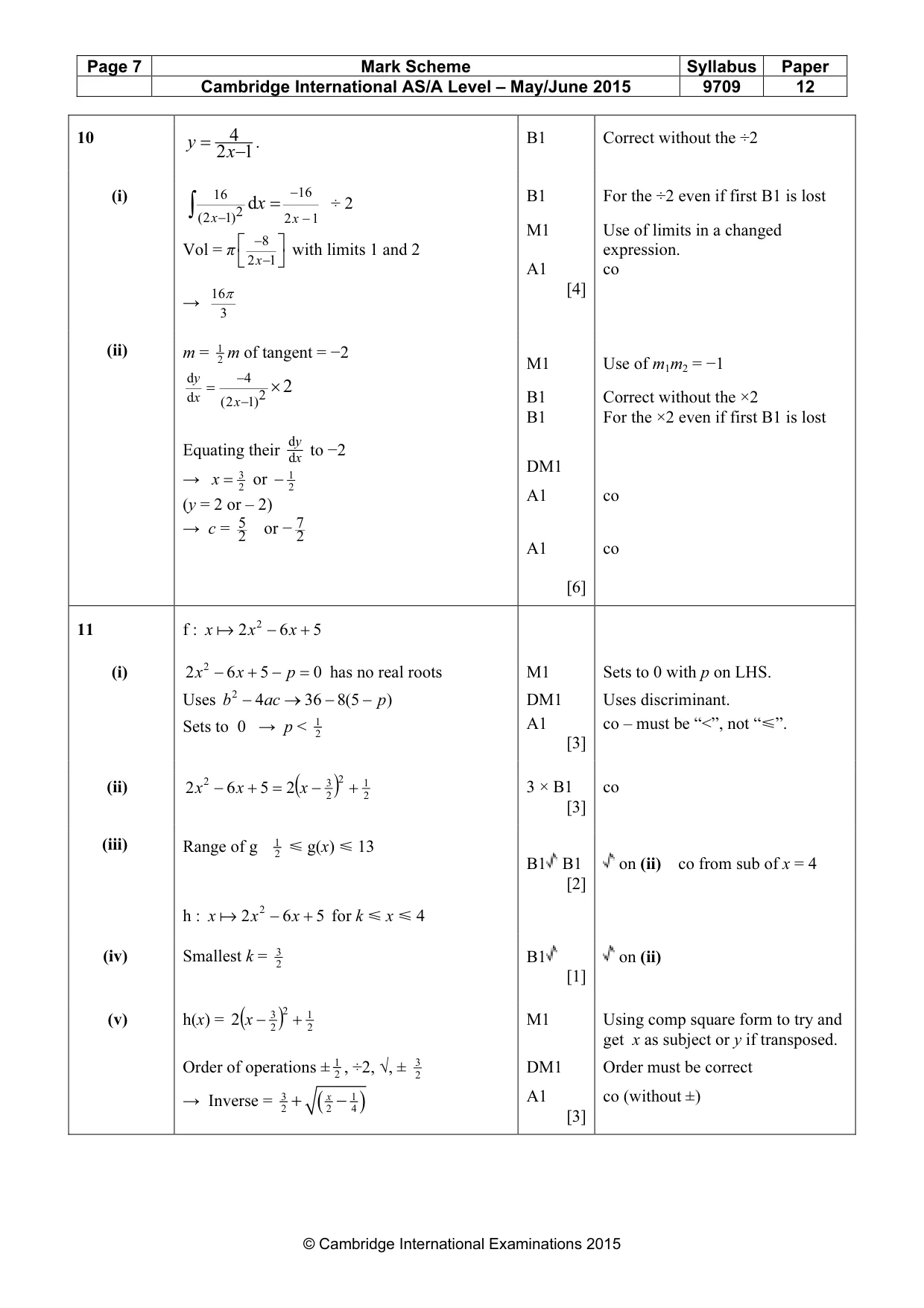 Mark scheme, page 7 of 7