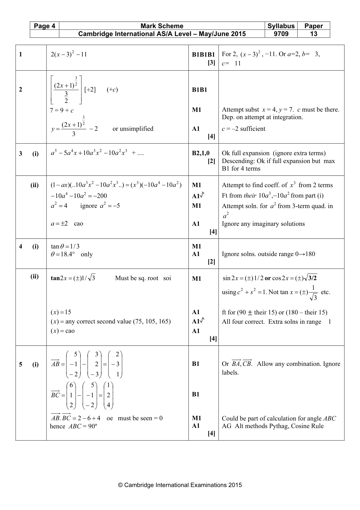Mark scheme, page 4 of 7