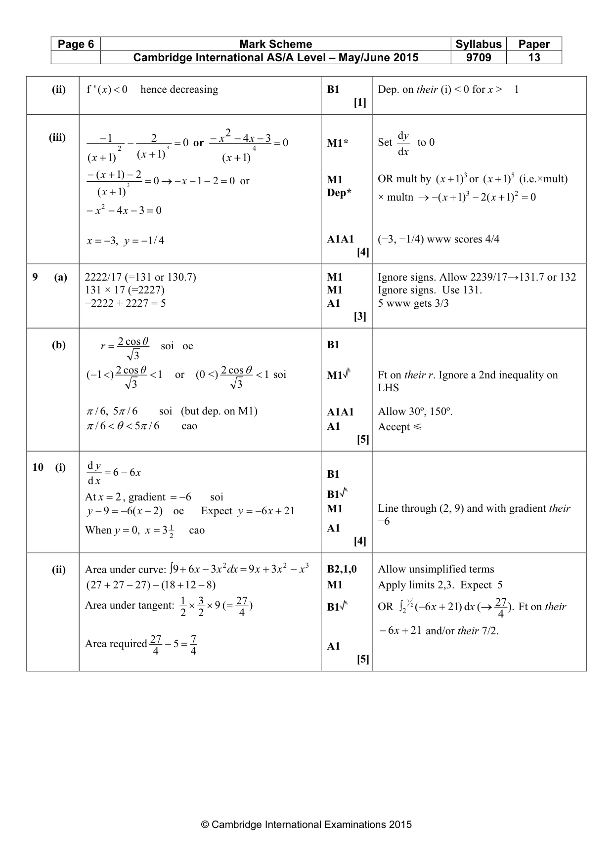 Mark scheme, page 6 of 7