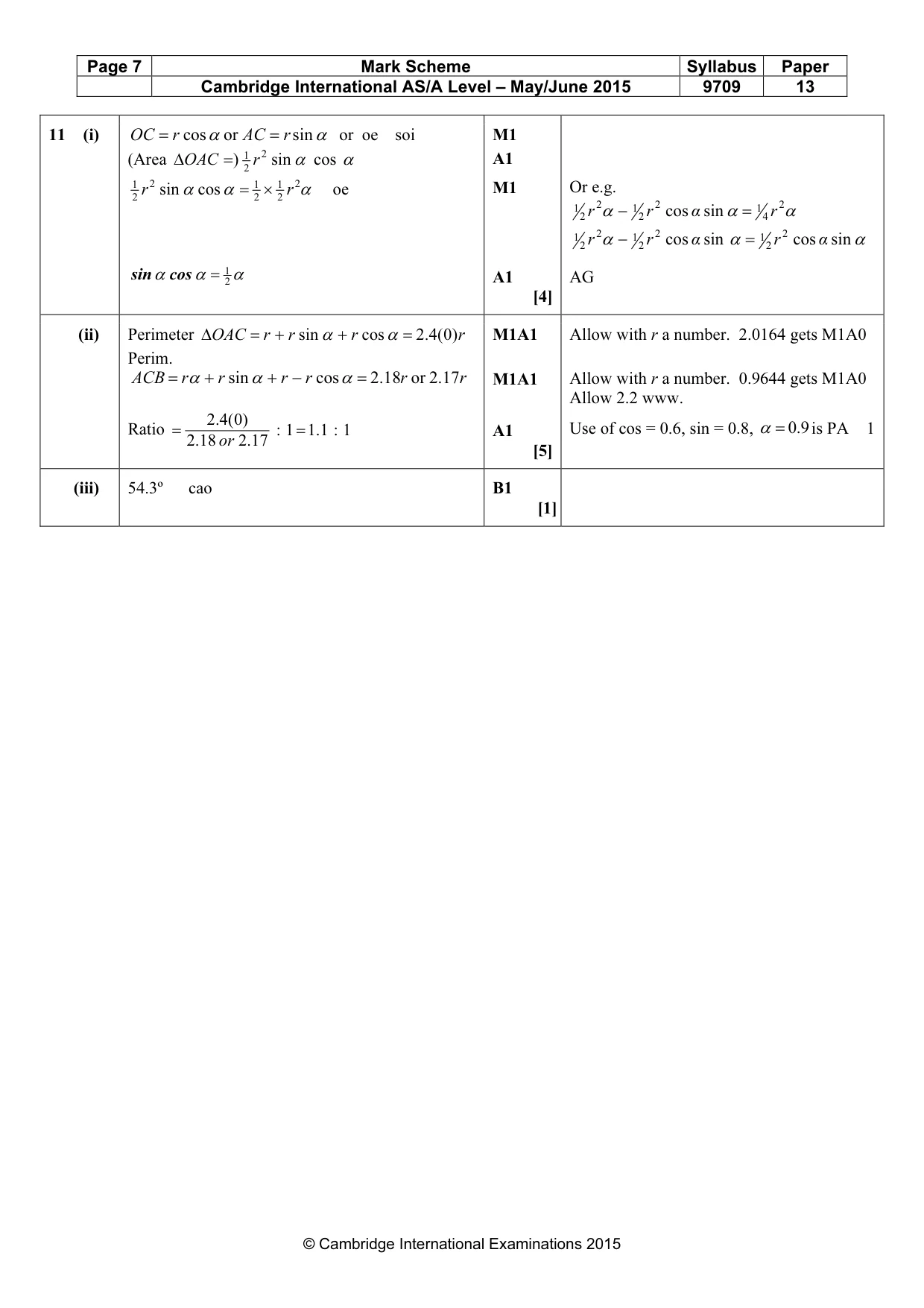Mark scheme, page 7 of 7