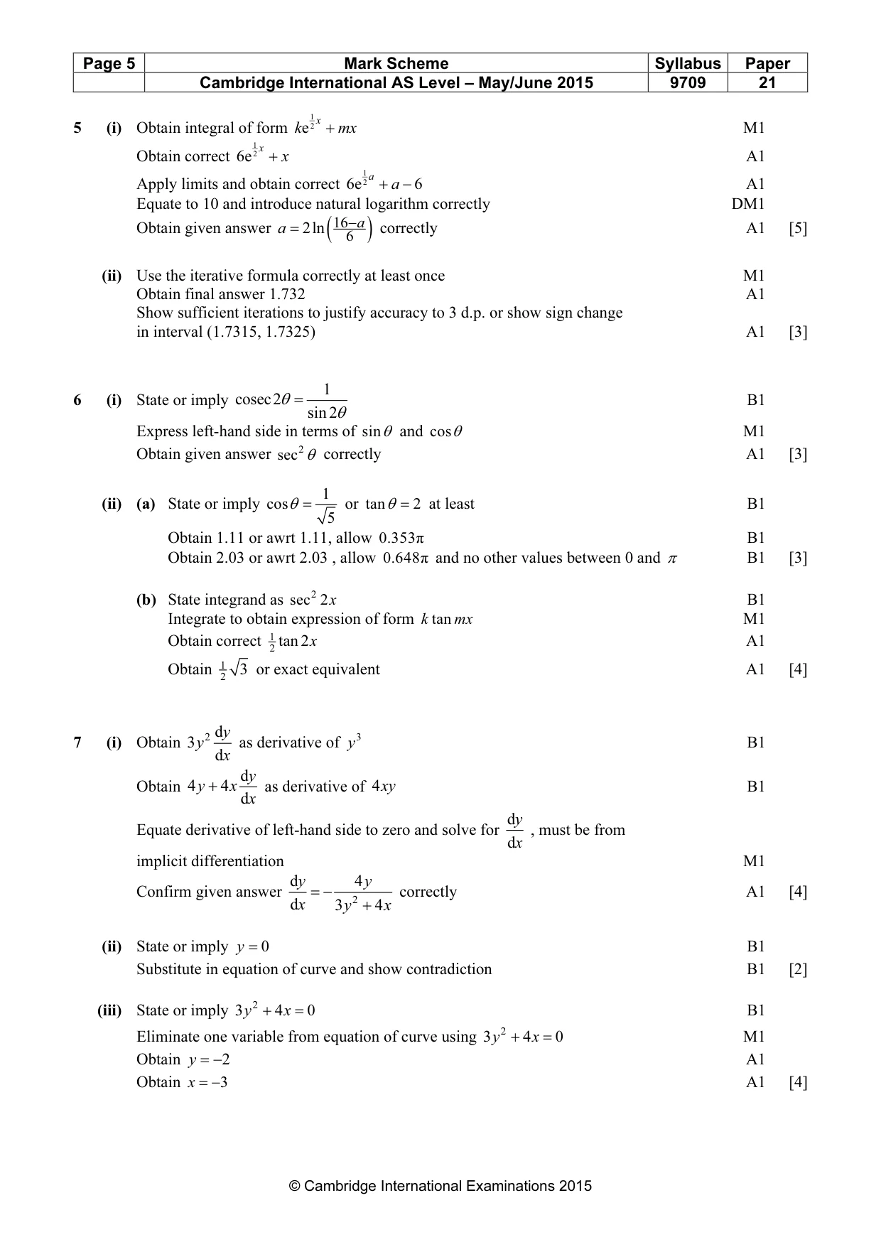 Mark scheme, page 5 of 5