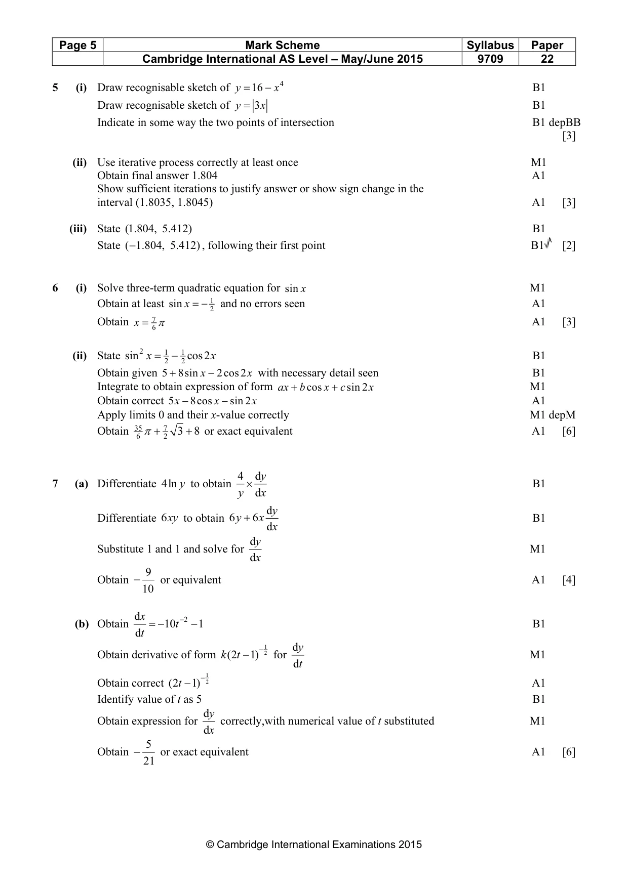 Mark scheme, page 5 of 5
