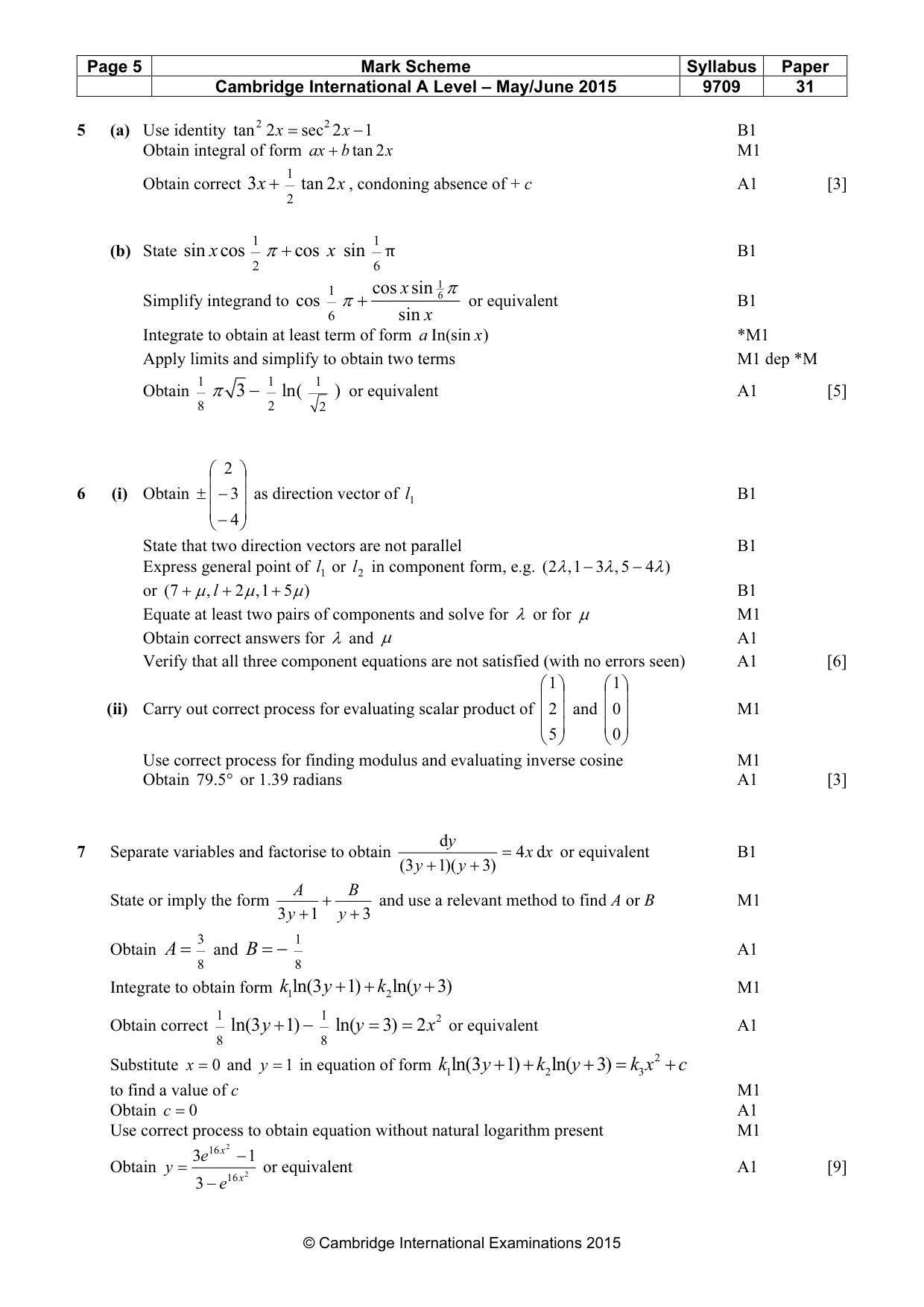 Mark scheme, page 5 of 6