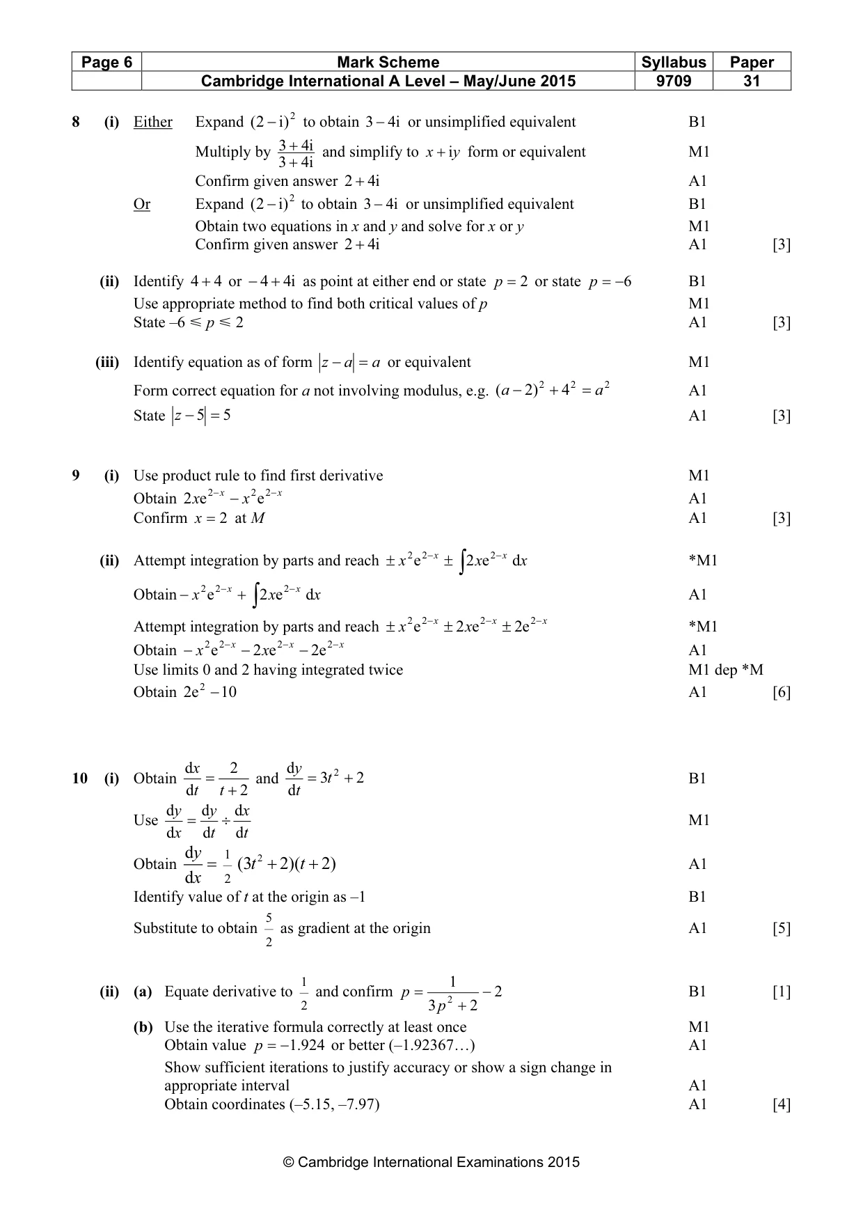 Mark scheme, page 6 of 6