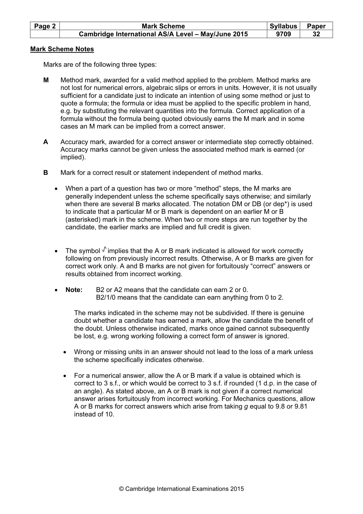 Mark scheme, page 2 of 7