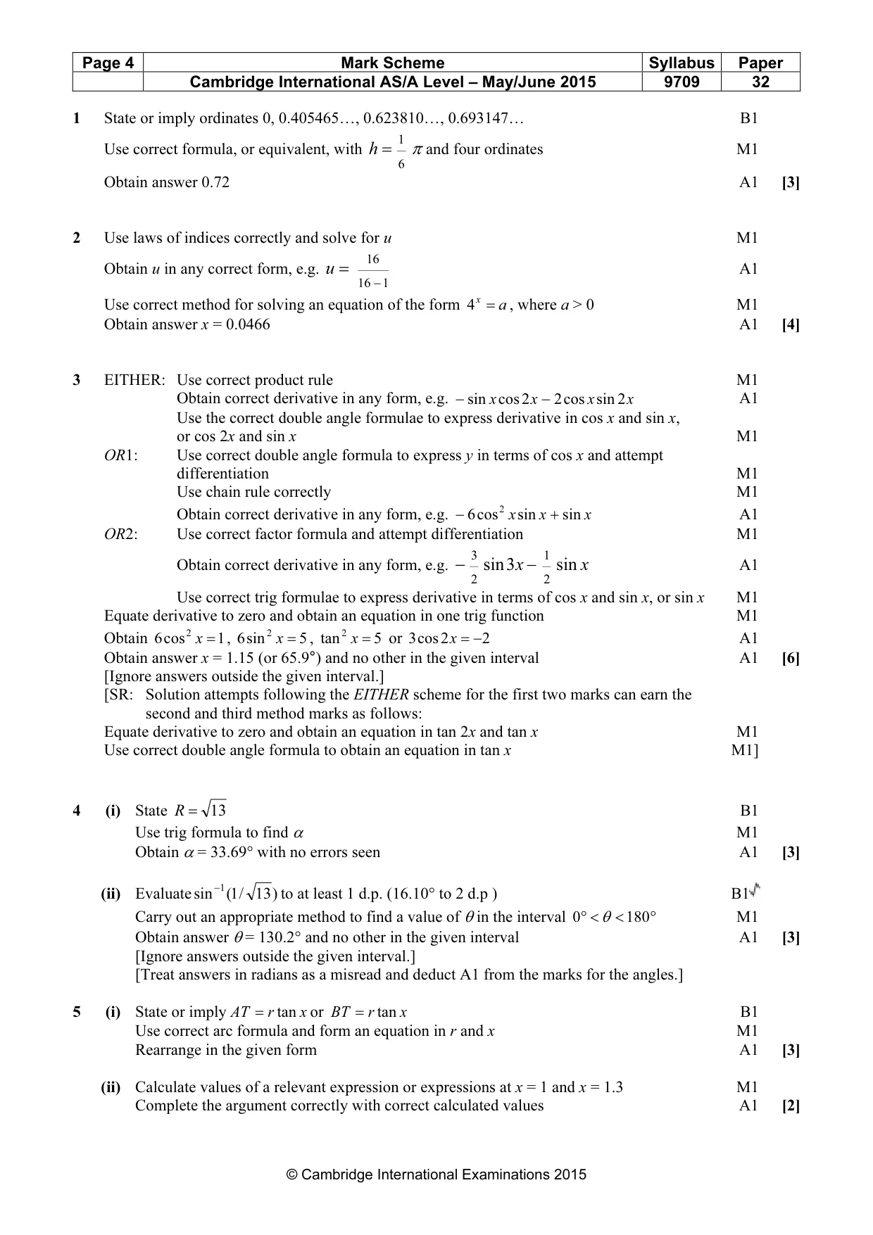 Mark scheme, page 4 of 7