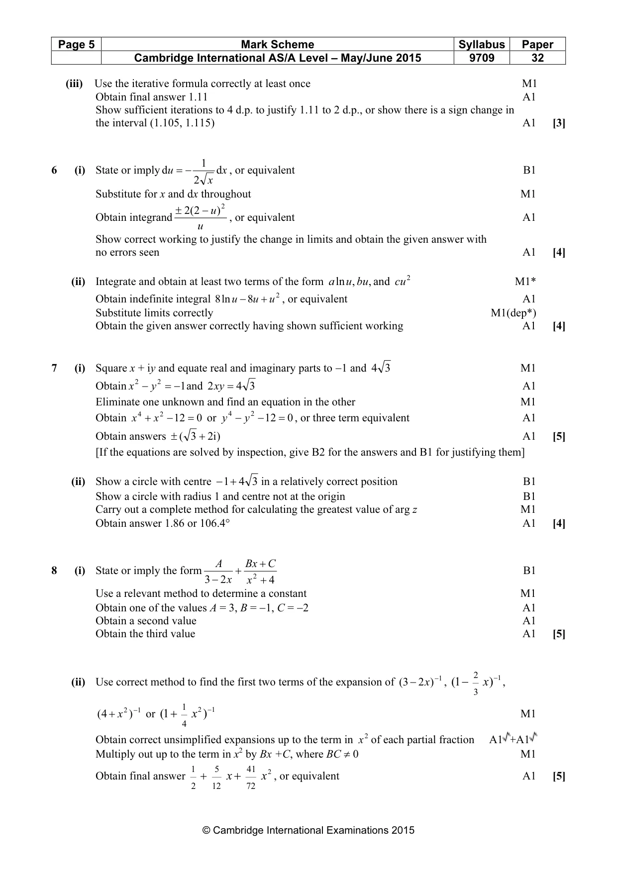 Mark scheme, page 5 of 7