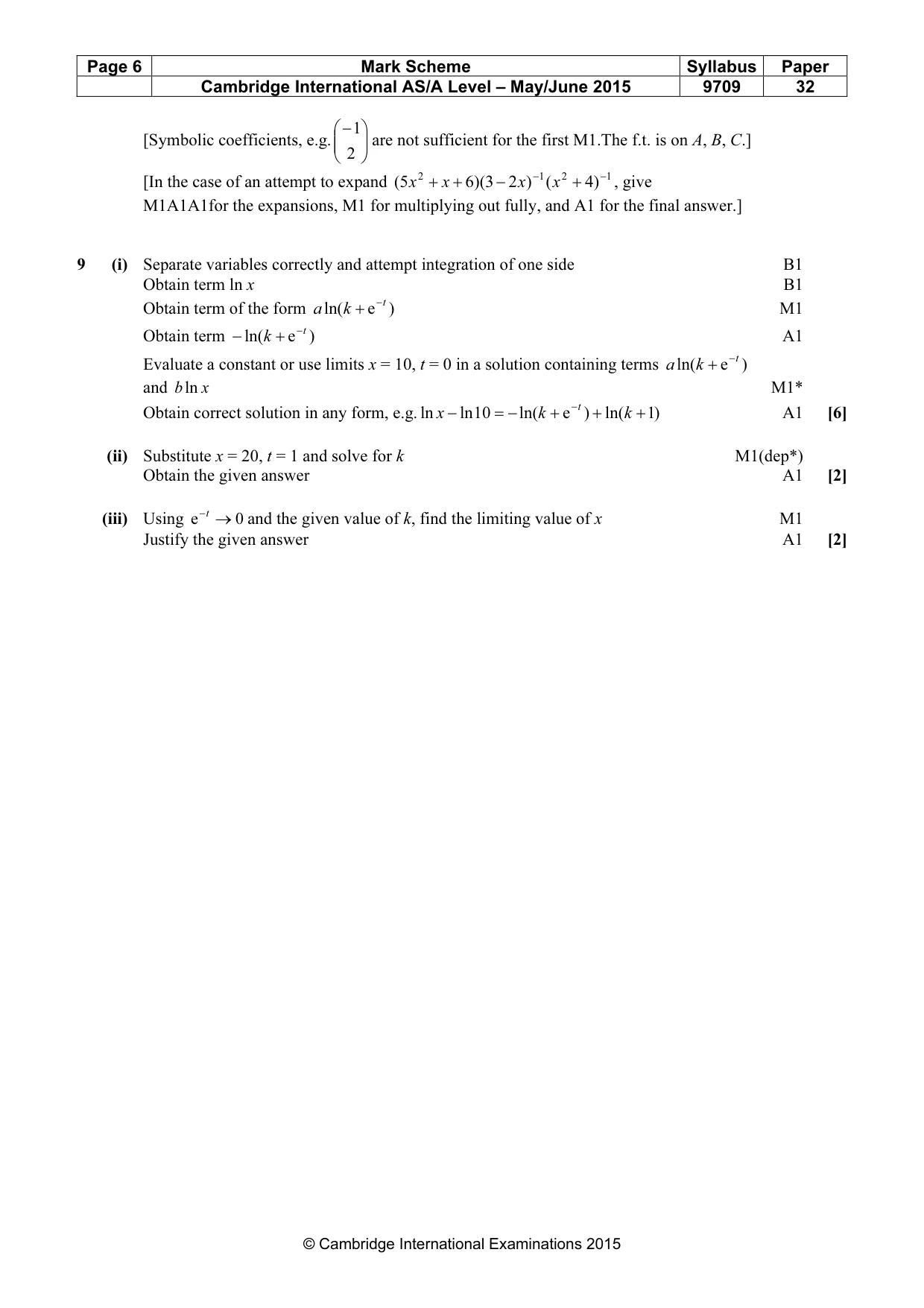 Mark scheme, page 6 of 7