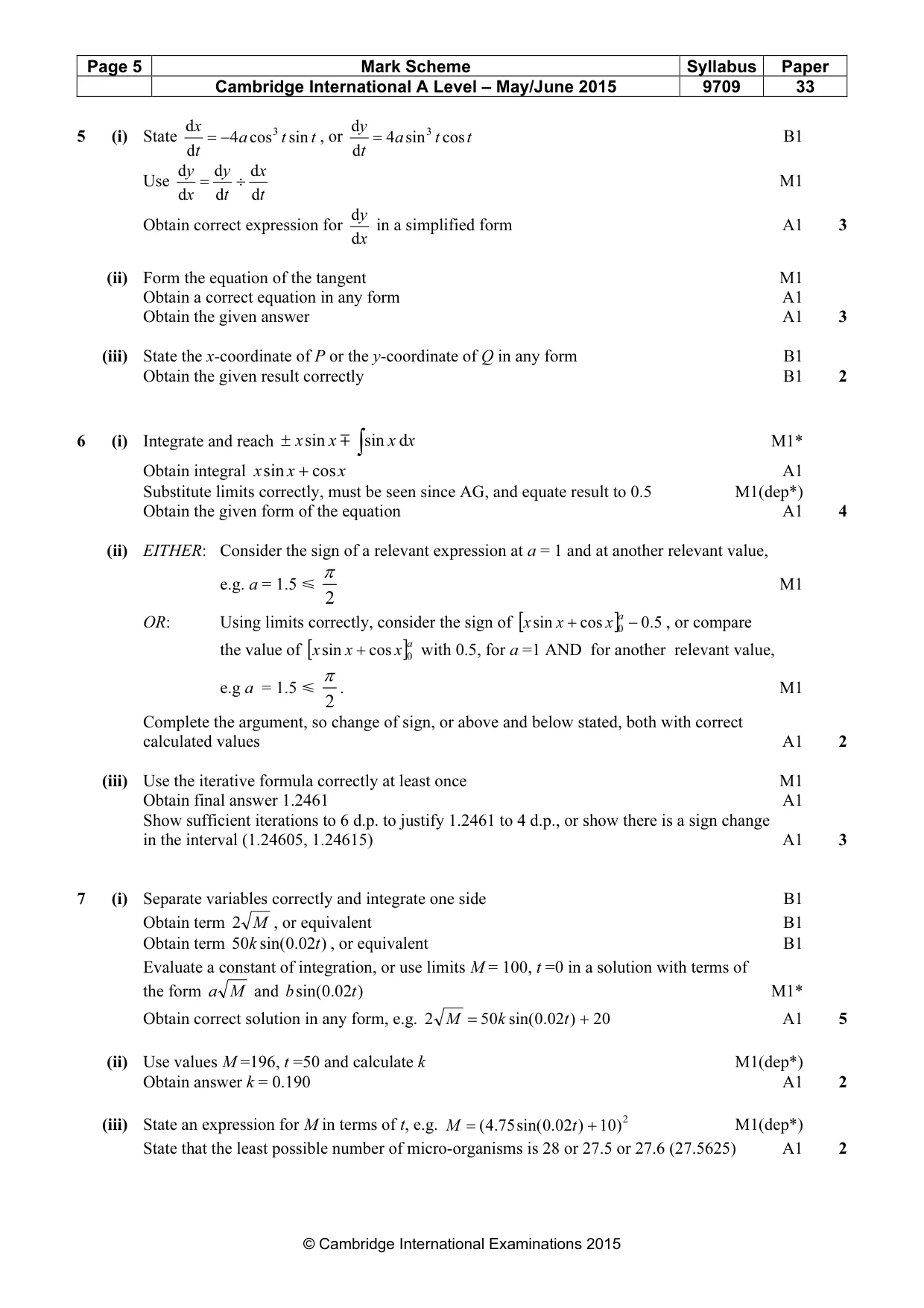 Mark scheme, page 5 of 8