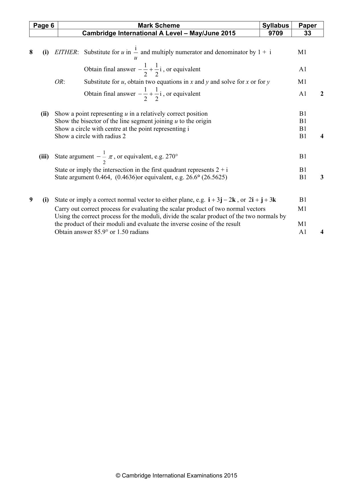 Mark scheme, page 6 of 8