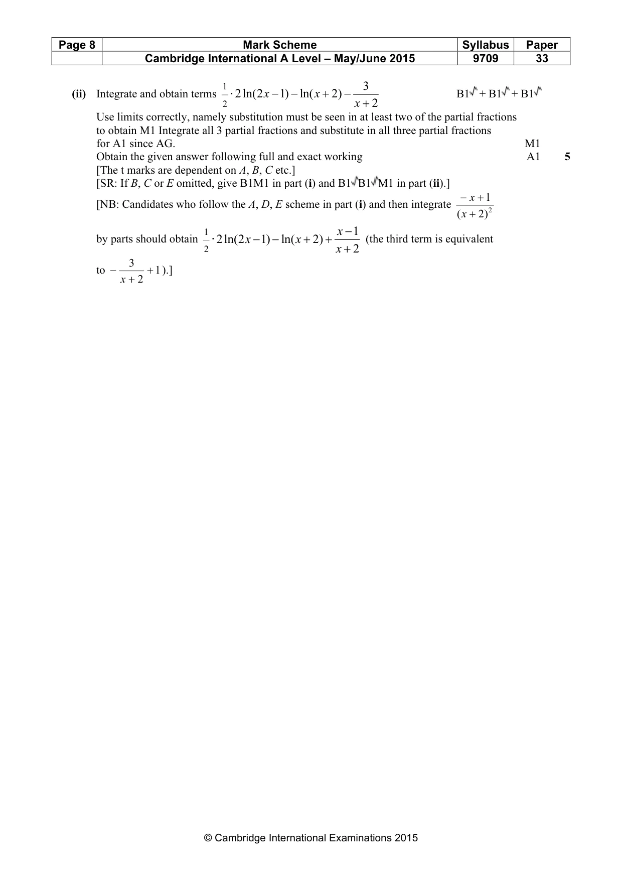 Mark scheme, page 8 of 8