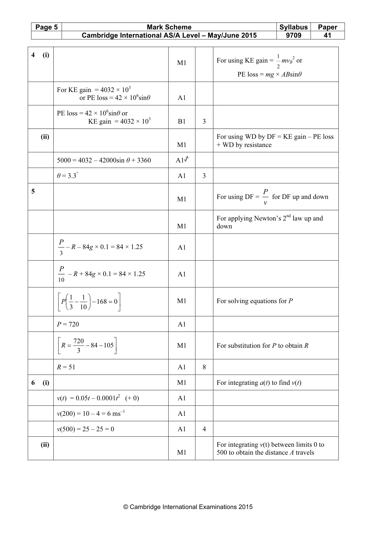 Mark scheme, page 5 of 7