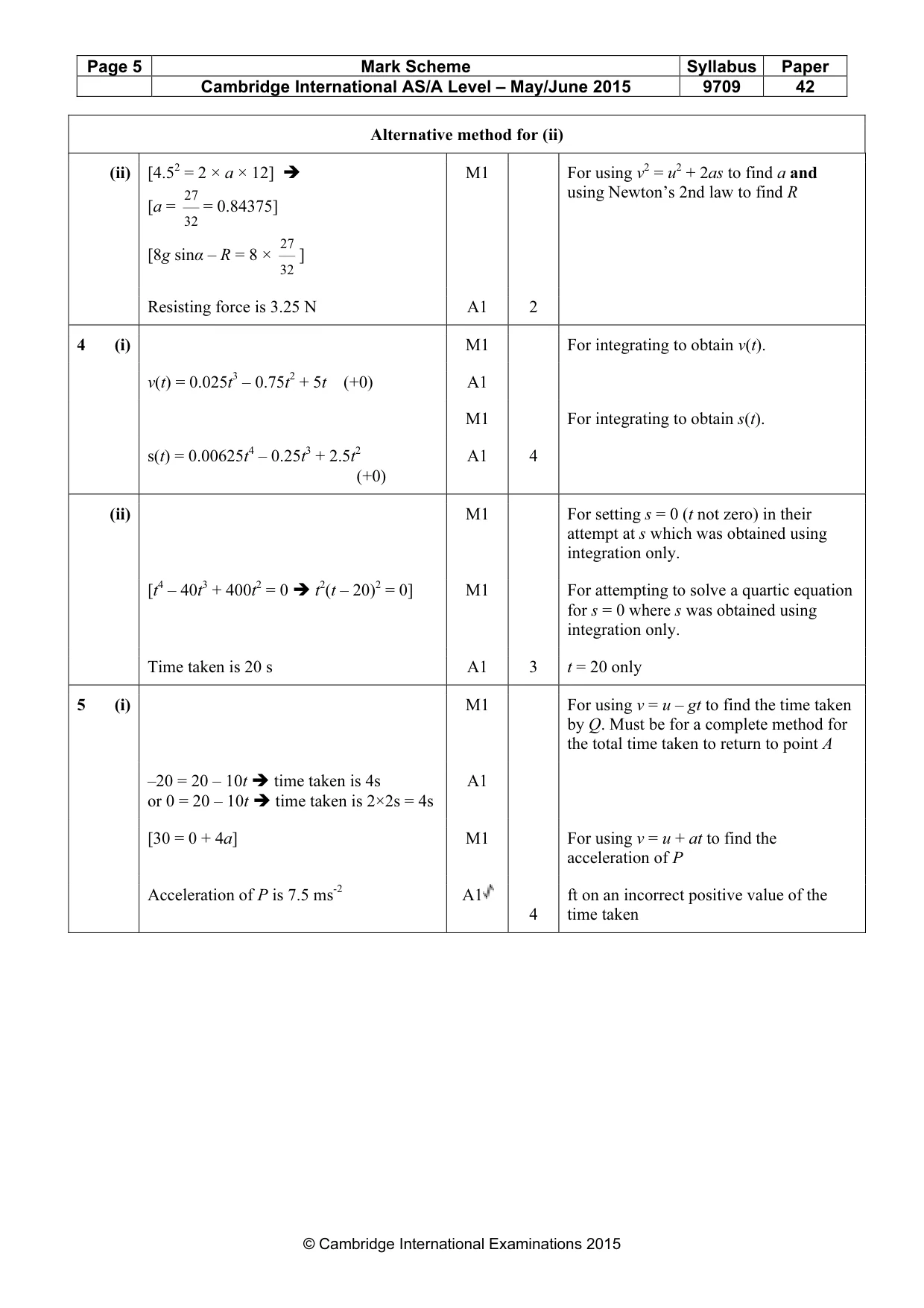 Mark scheme, page 5 of 8