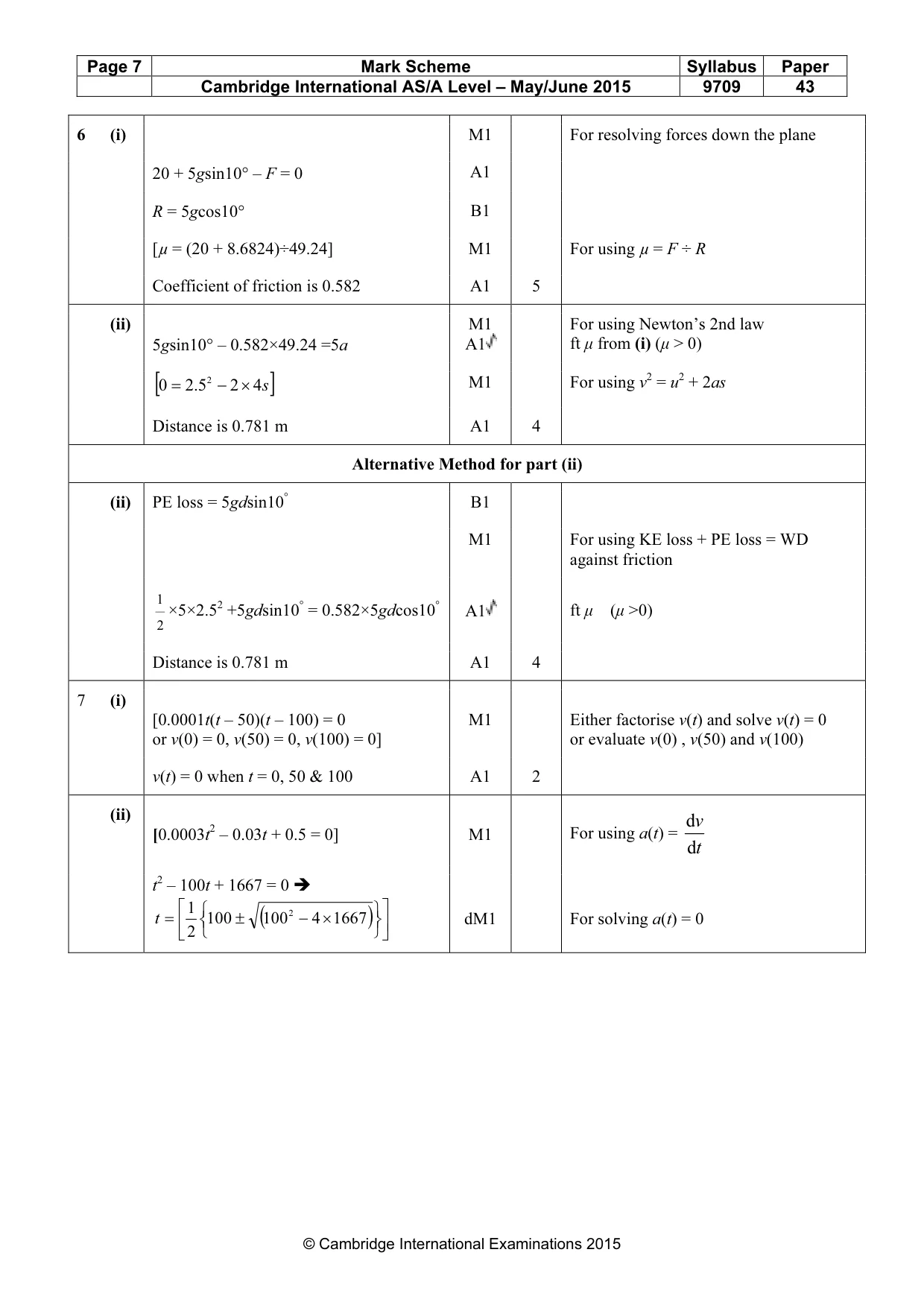 Mark scheme, page 7 of 8