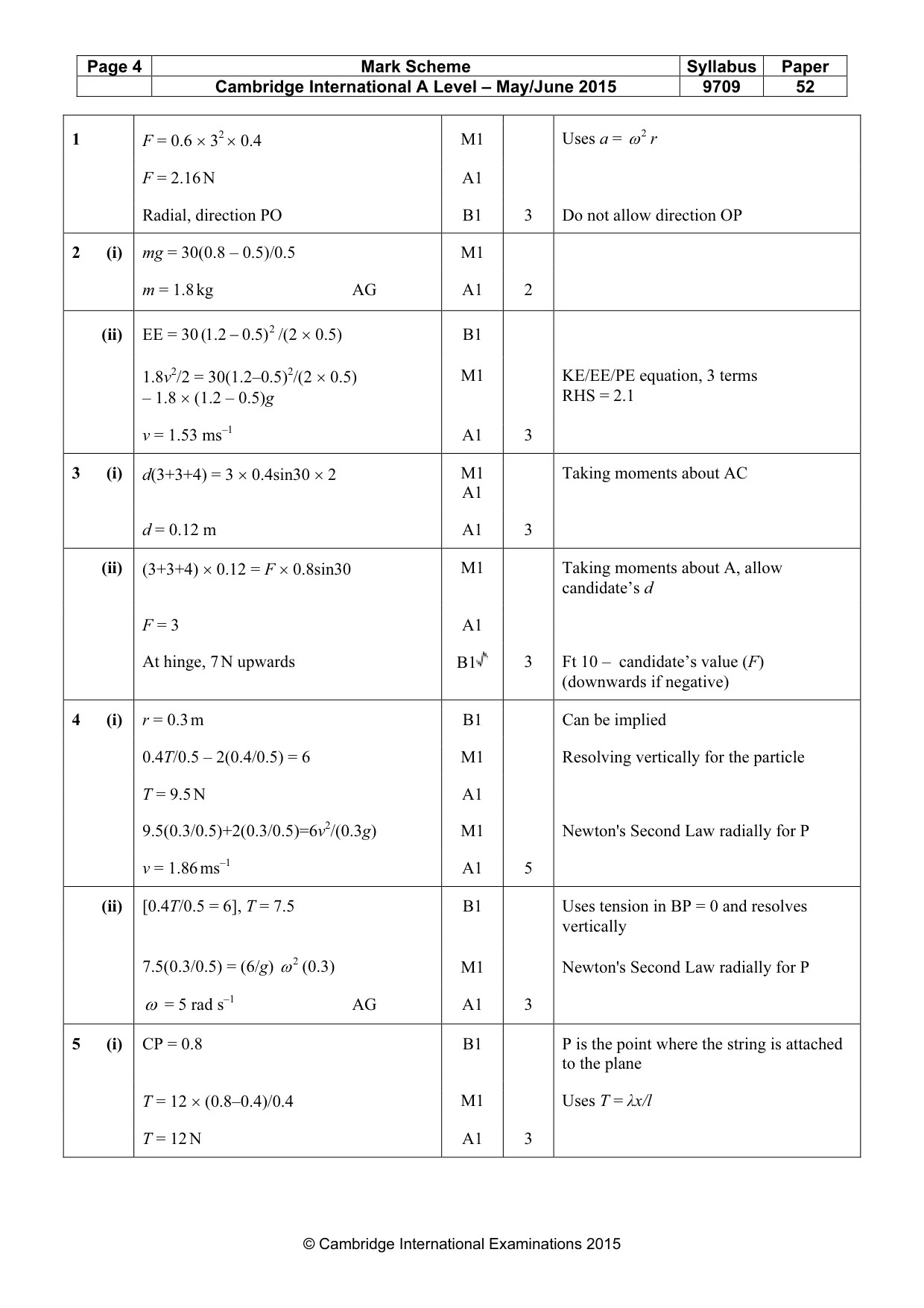 Mark scheme, page 4 of 6