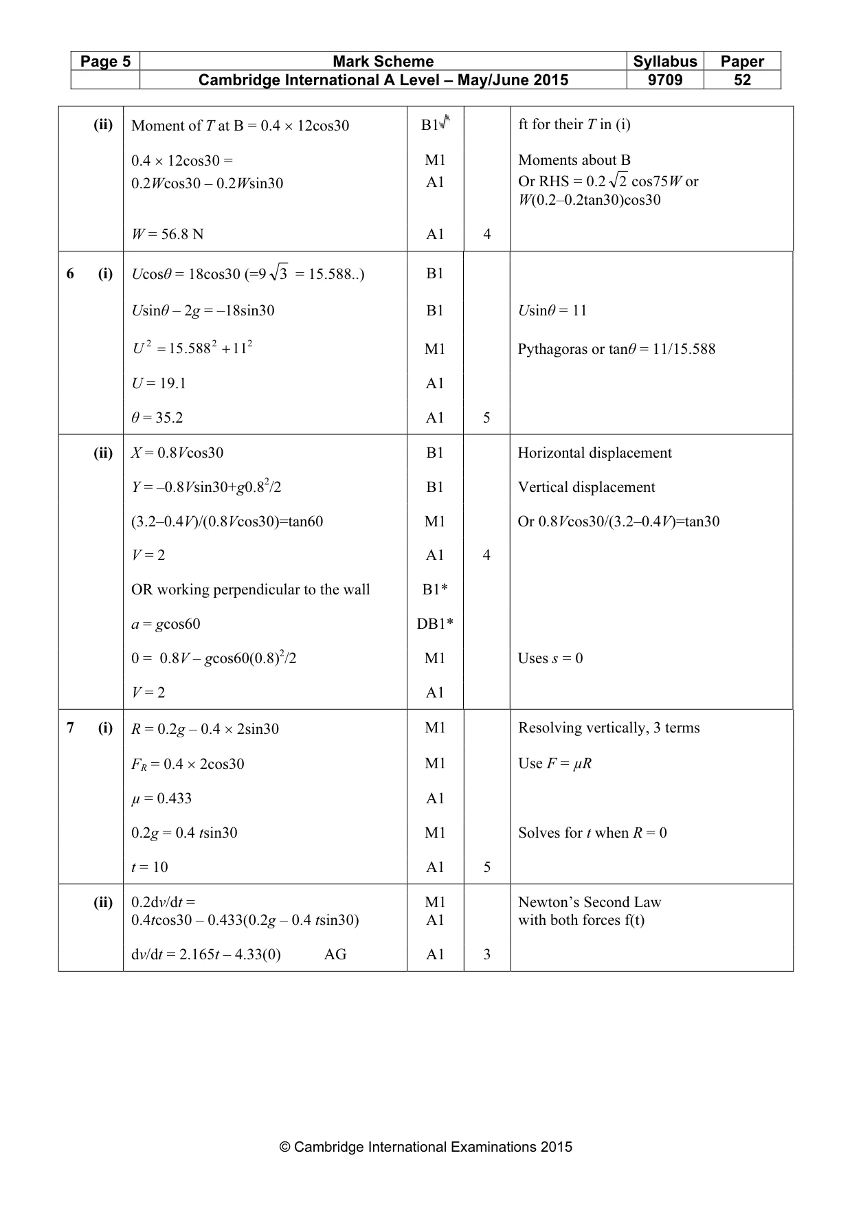 Mark scheme, page 5 of 6