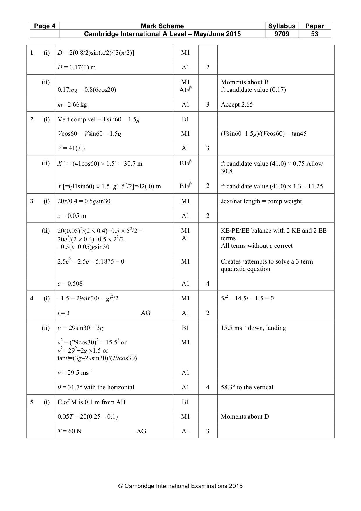 Mark scheme, page 4 of 5