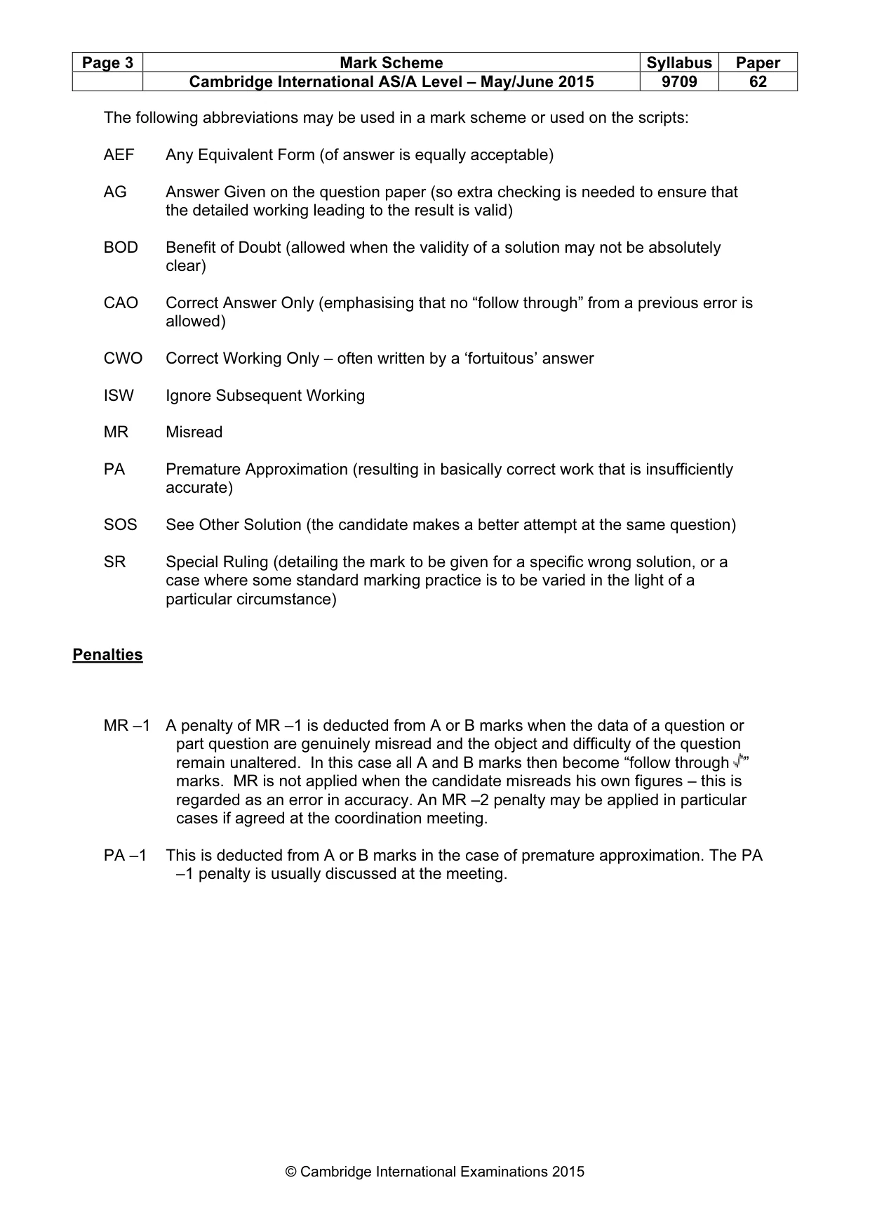Mark scheme, page 3 of 6