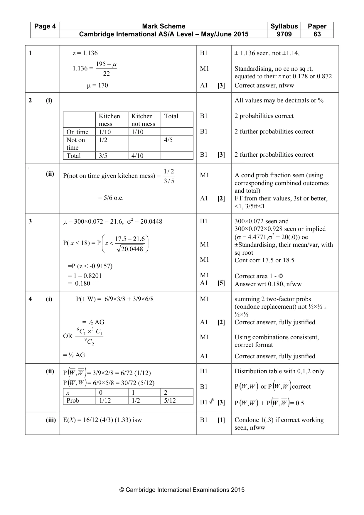 Mark scheme, page 4 of 6