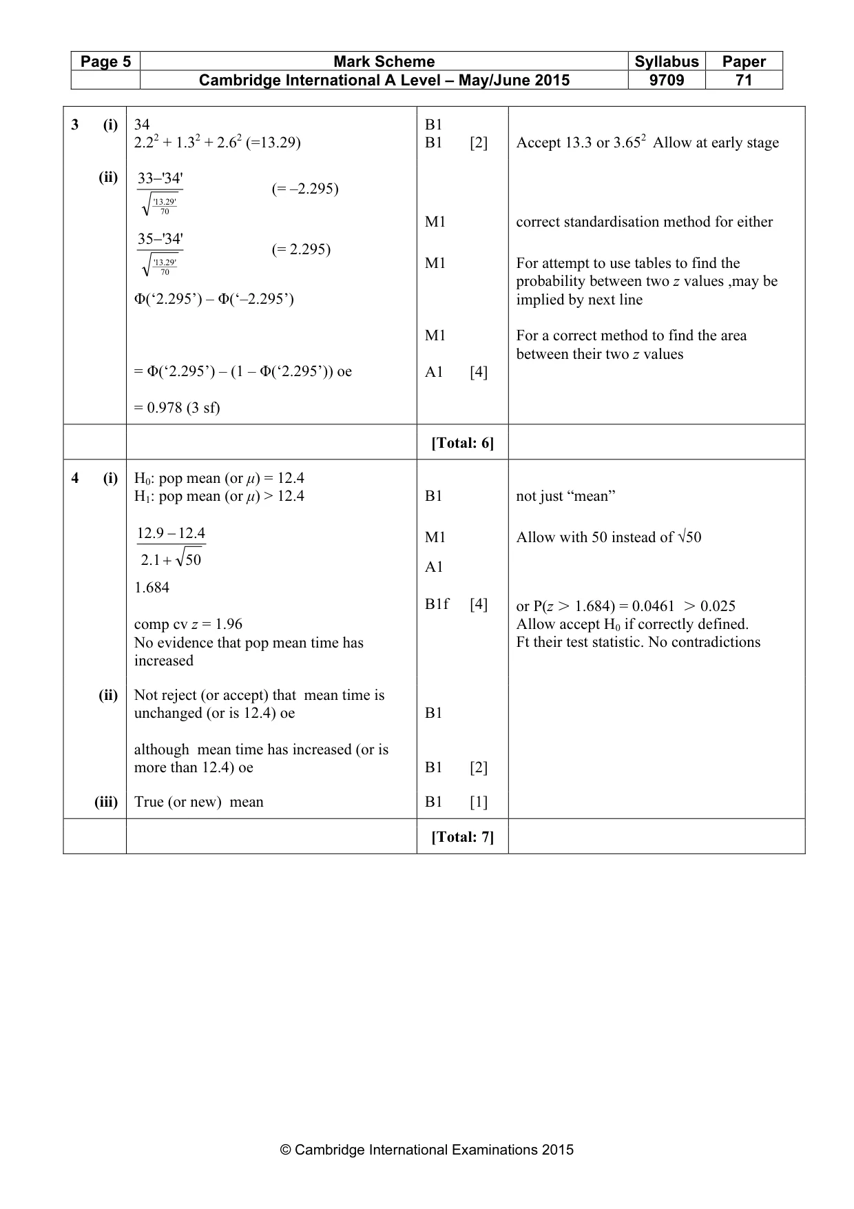 Mark scheme, page 5 of 7