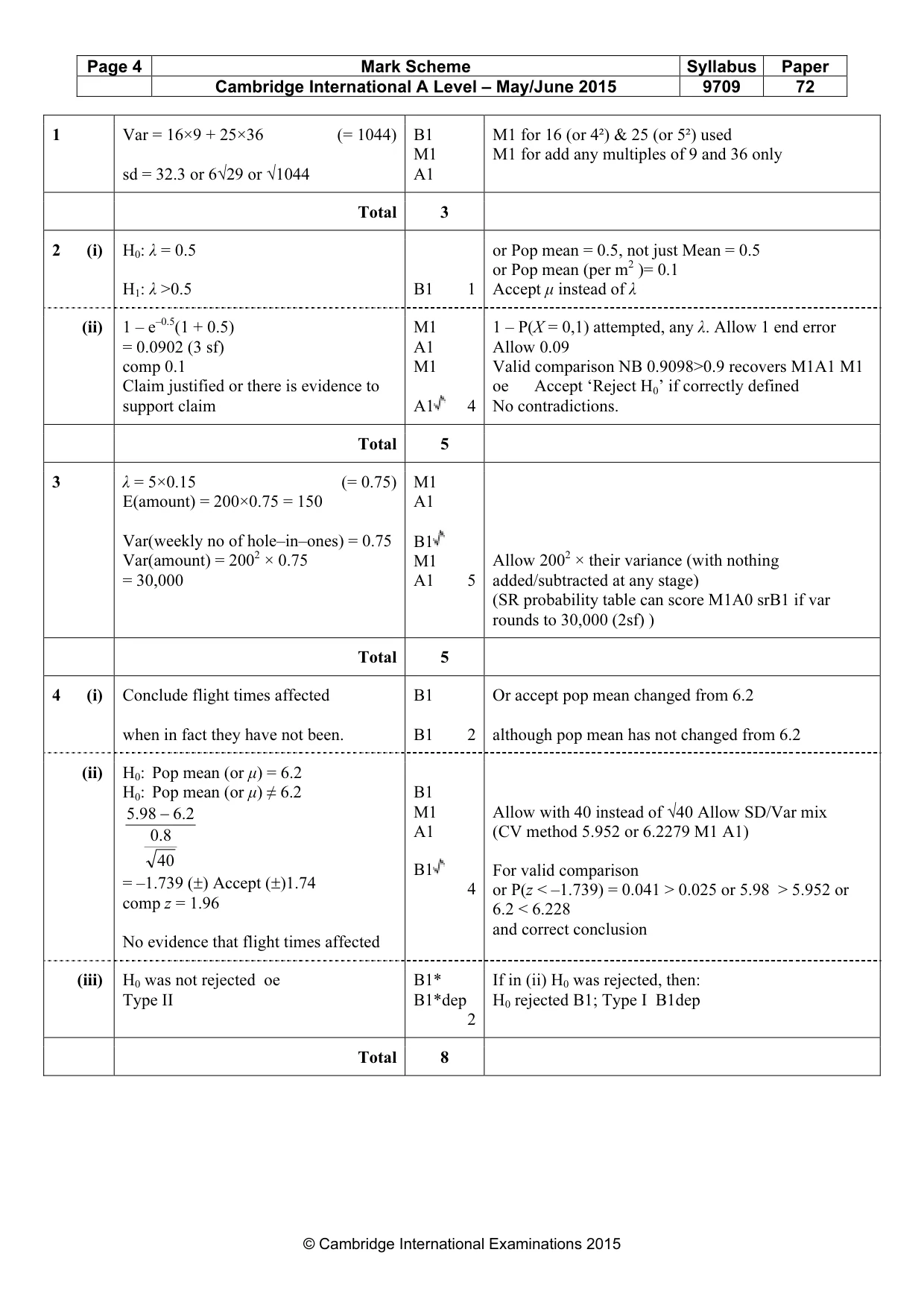 Mark scheme, page 4 of 6