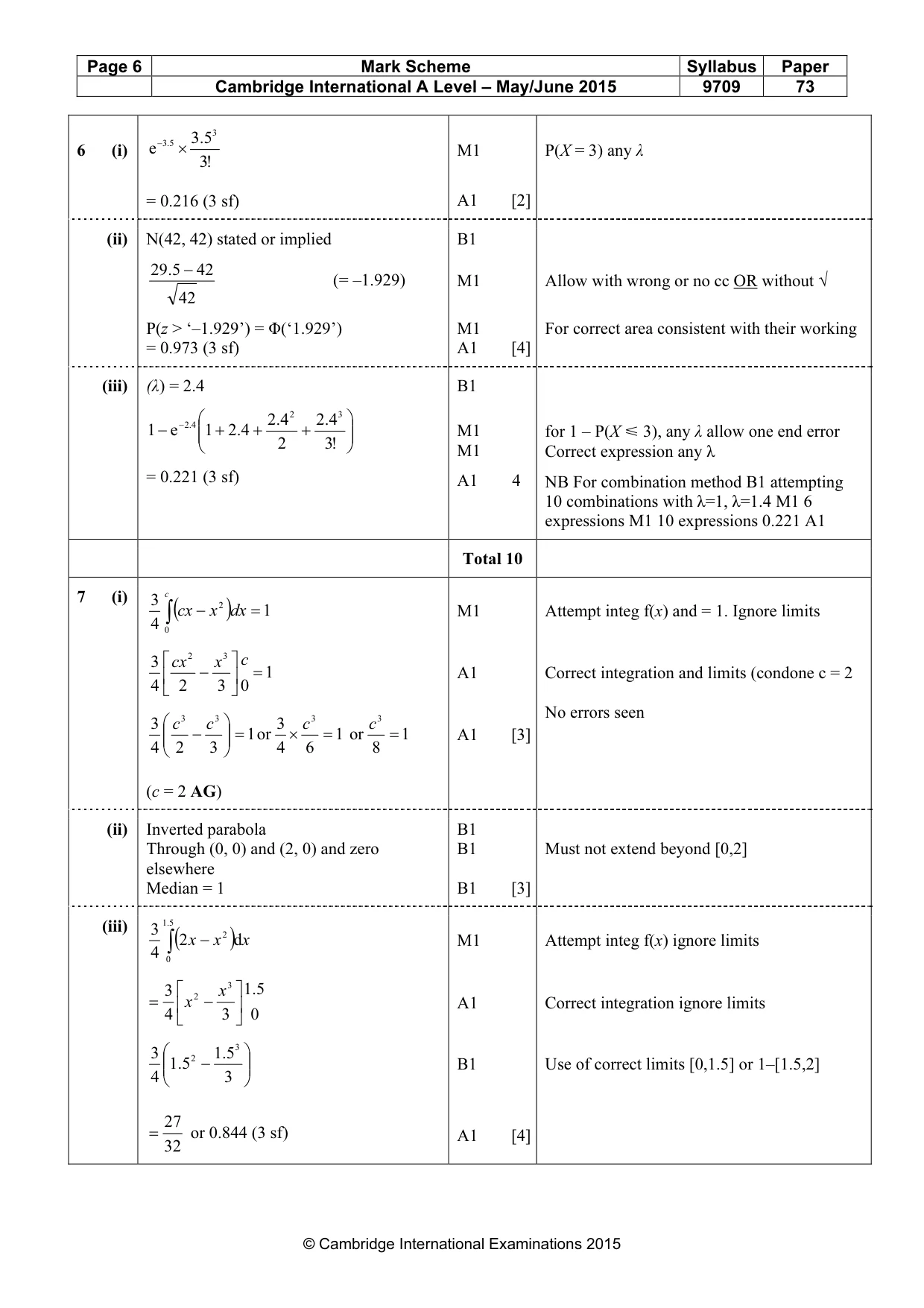 Mark scheme, page 6 of 7