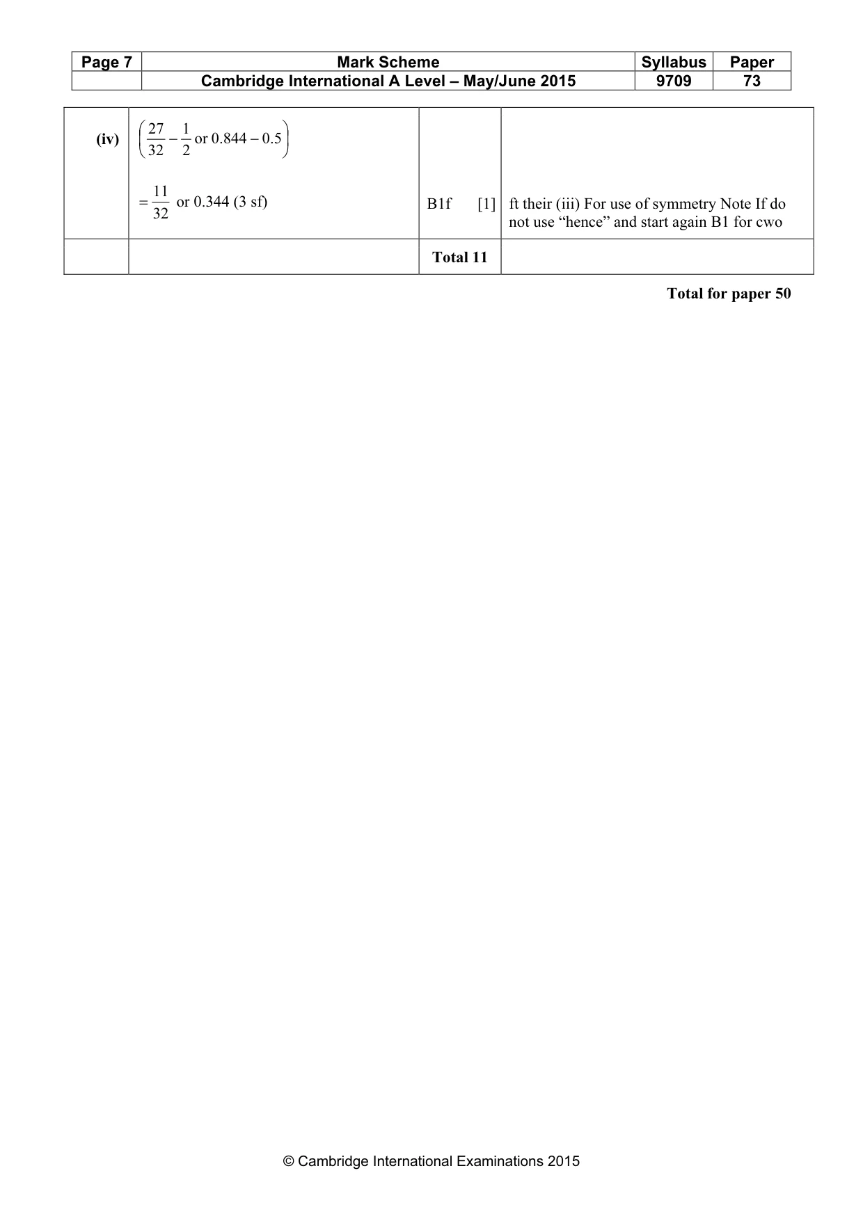Mark scheme, page 7 of 7