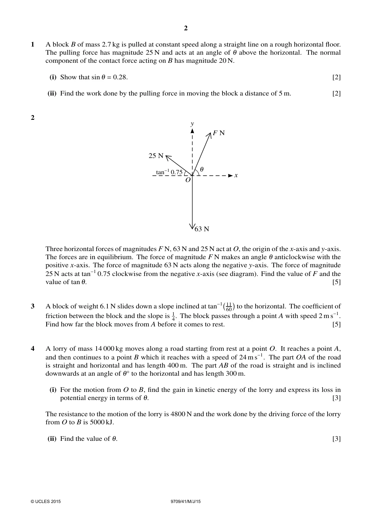 Cambridge A Level Mathematics 9709 2015 May/June Paper 4 · Variant 1 question paper, page 2 of 4