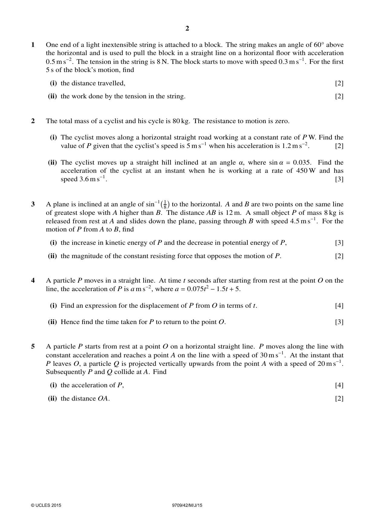 Cambridge A Level Mathematics 9709 2015 May/June Paper 4 · Variant 2 question paper, page 2 of 4