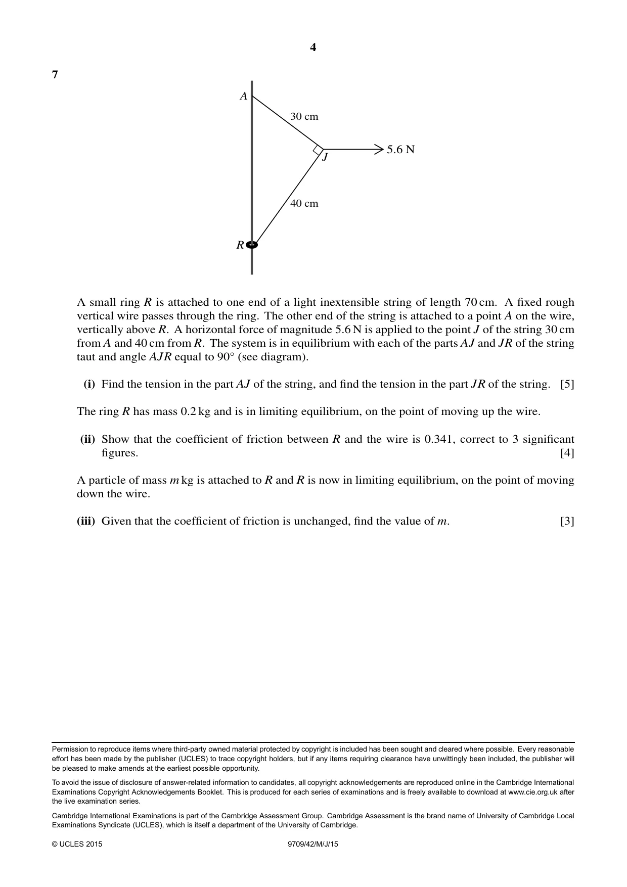 Cambridge A Level Mathematics 9709 2015 May/June Paper 4 · Variant 2 question paper, page 4 of 4