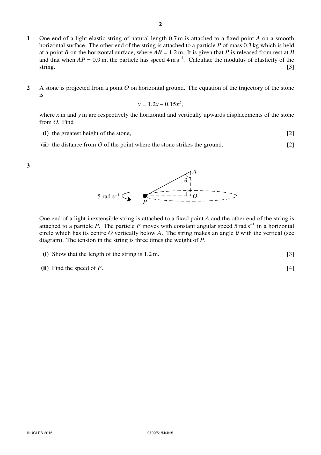 Cambridge A Level Mathematics 9709 2015 May/June Paper 5 · Variant 1 question paper, page 2 of 4