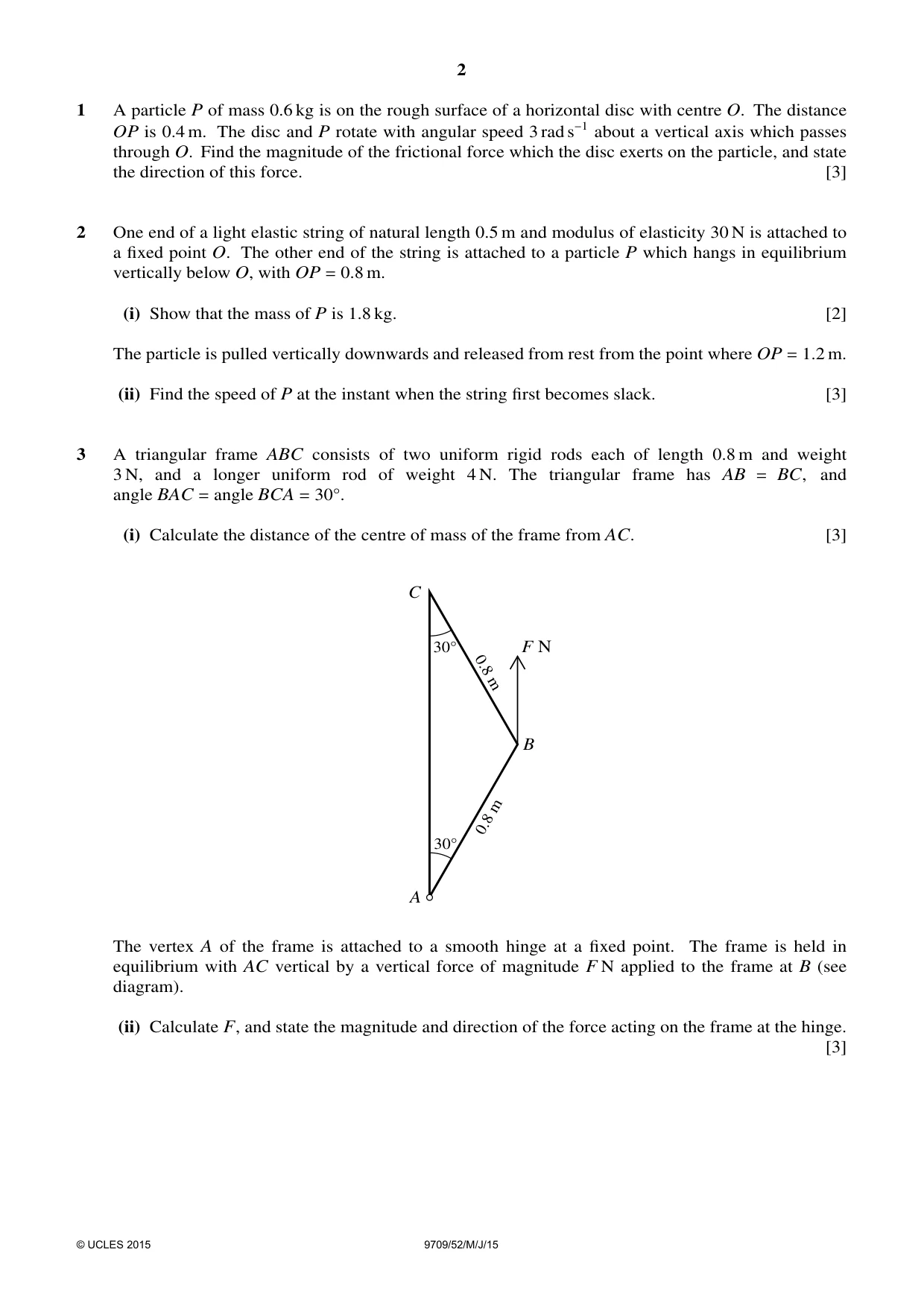 Cambridge A Level Mathematics 9709 2015 May/June Paper 5 · Variant 2 question paper, page 2 of 4