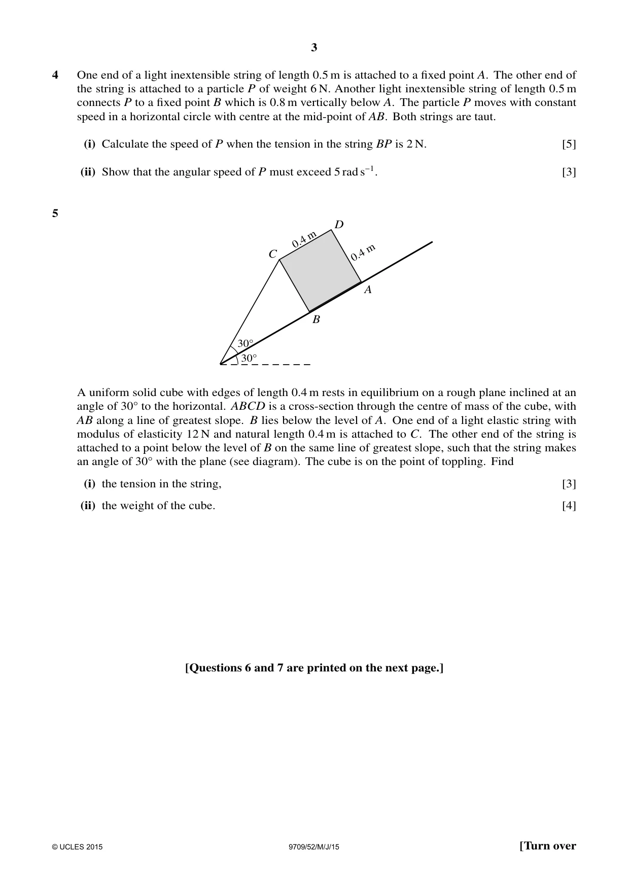 Cambridge A Level Mathematics 9709 2015 May/June Paper 5 · Variant 2 question paper, page 3 of 4