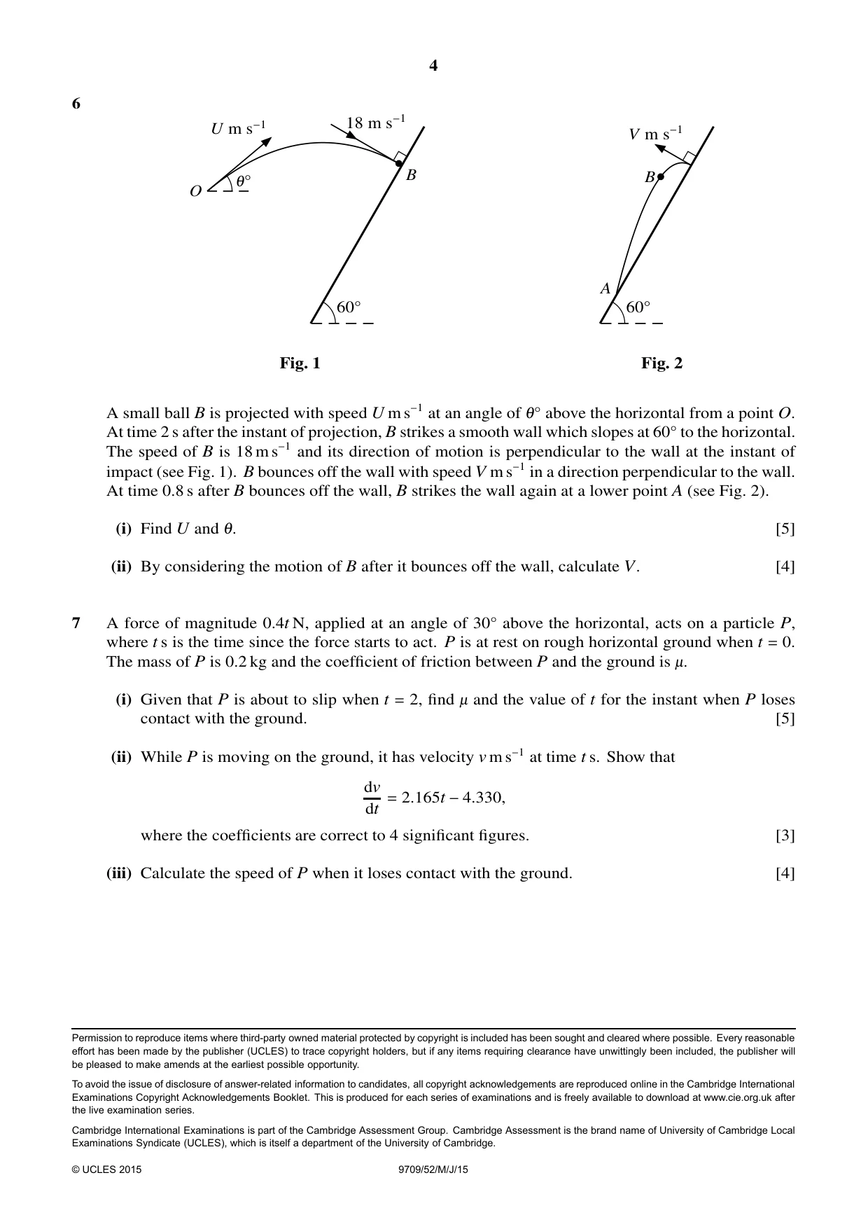 Cambridge A Level Mathematics 9709 2015 May/June Paper 5 · Variant 2 question paper, page 4 of 4