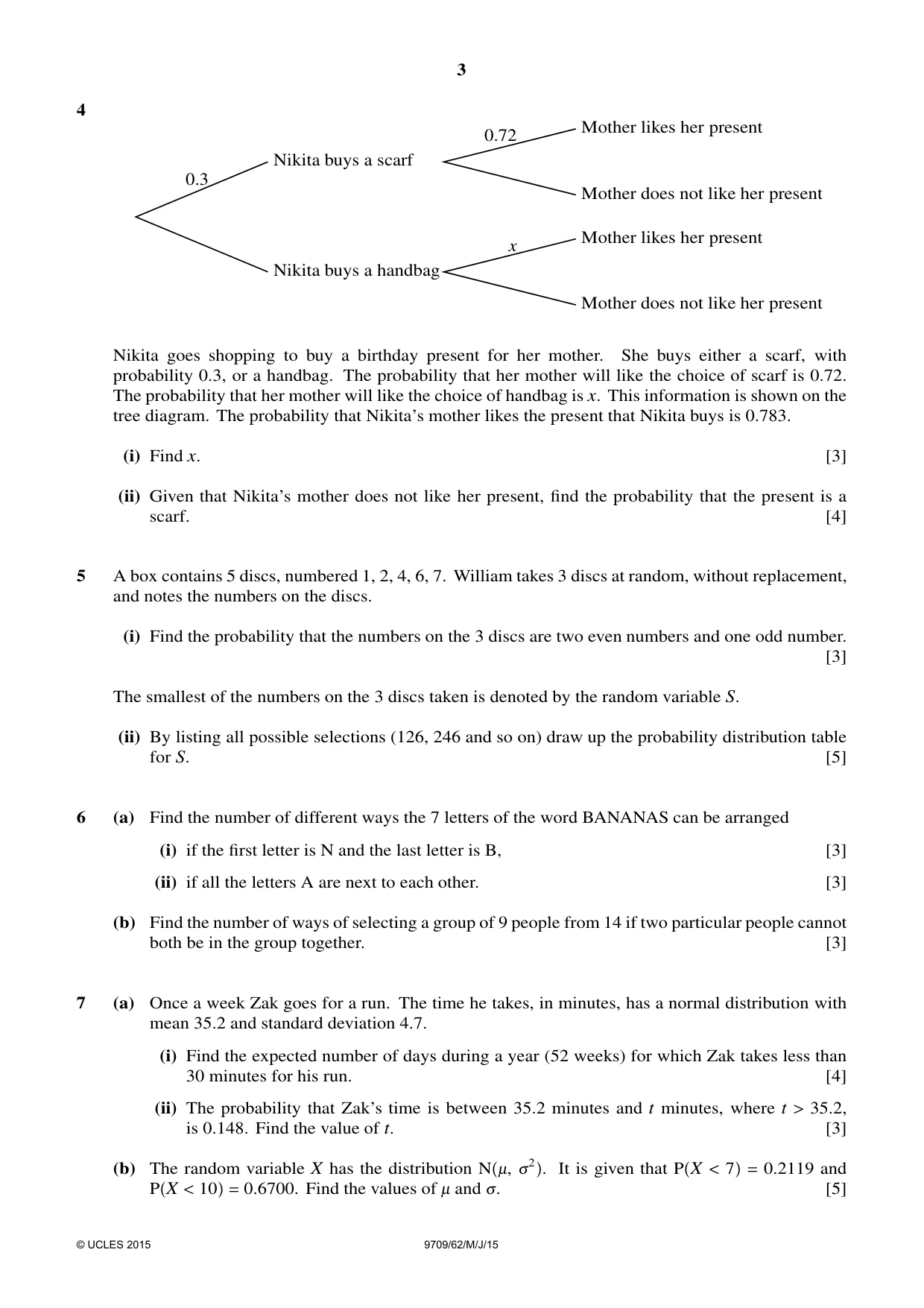 Cambridge A Level Mathematics 9709 2015 May/June Paper 6 · Variant 2 question paper, page 3 of 4