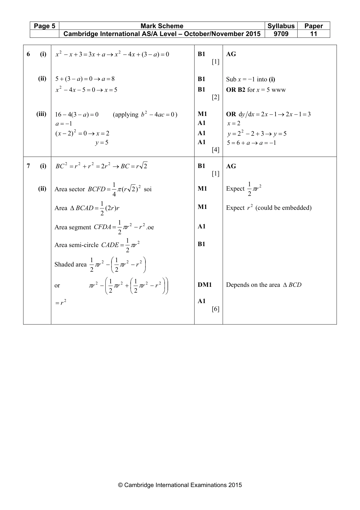 Mark scheme, page 5 of 8