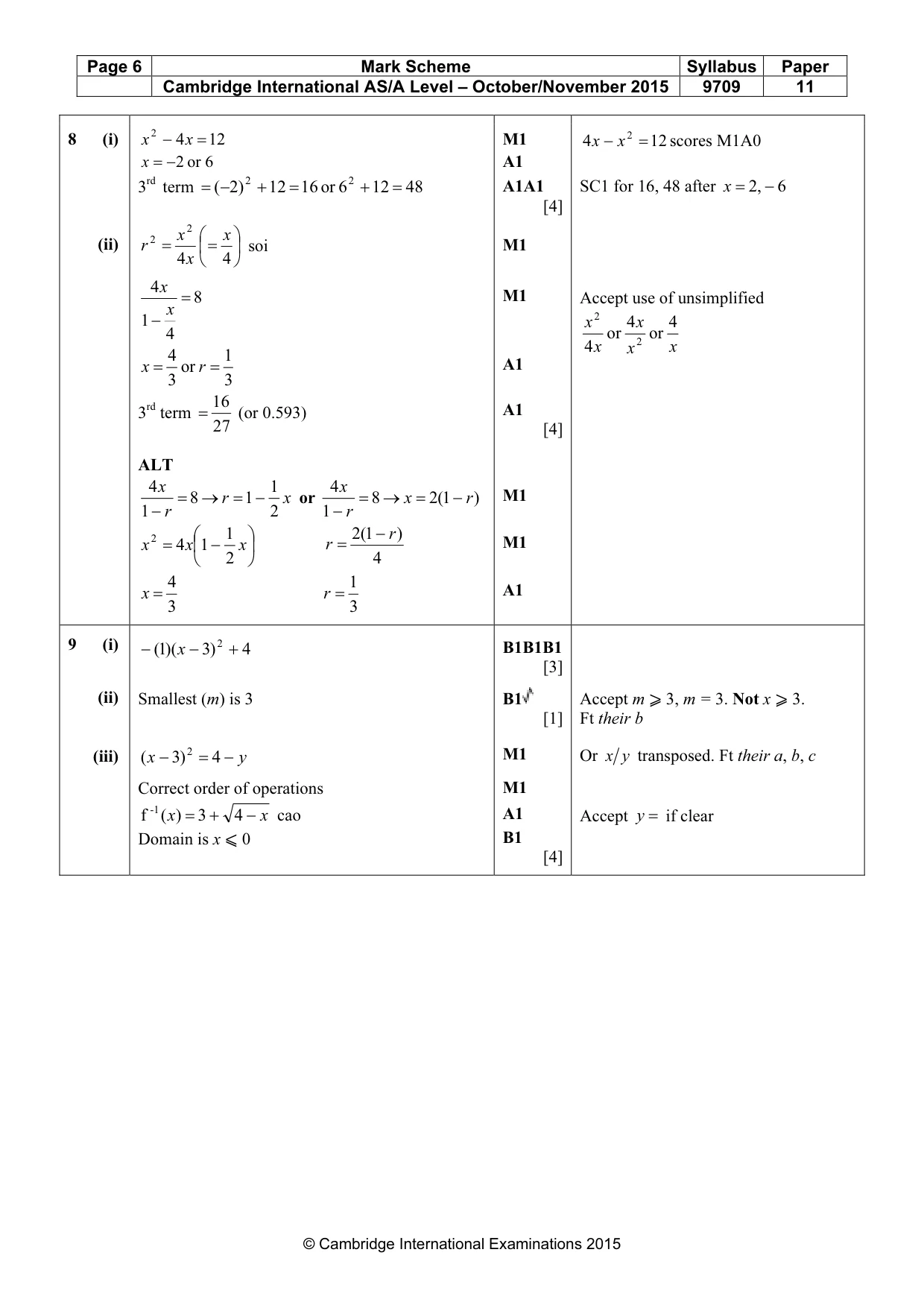 Mark scheme, page 6 of 8