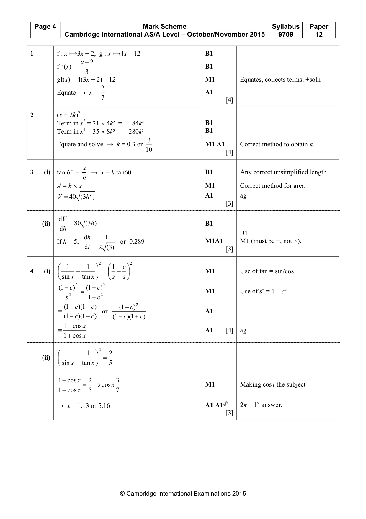 Mark scheme, page 4 of 7