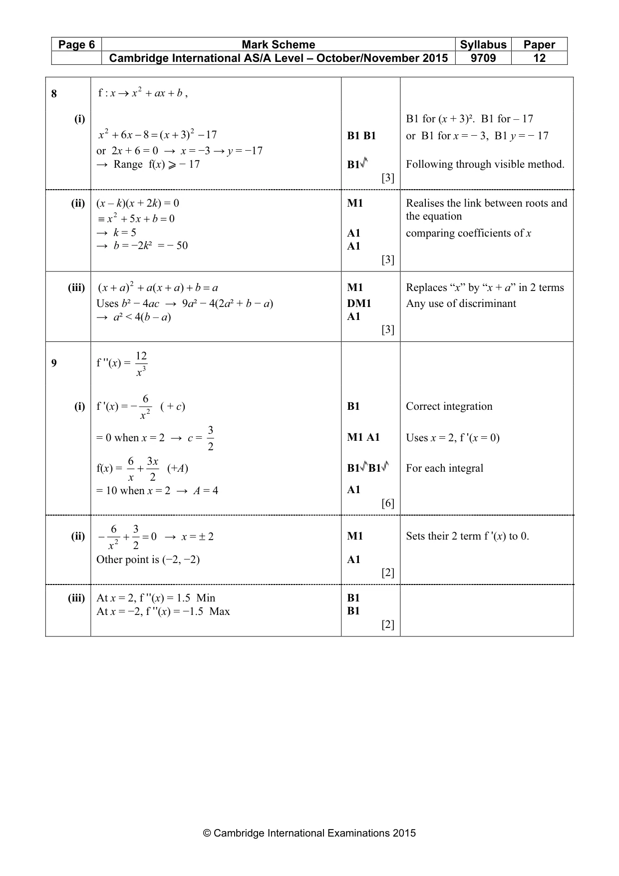 Mark scheme, page 6 of 7