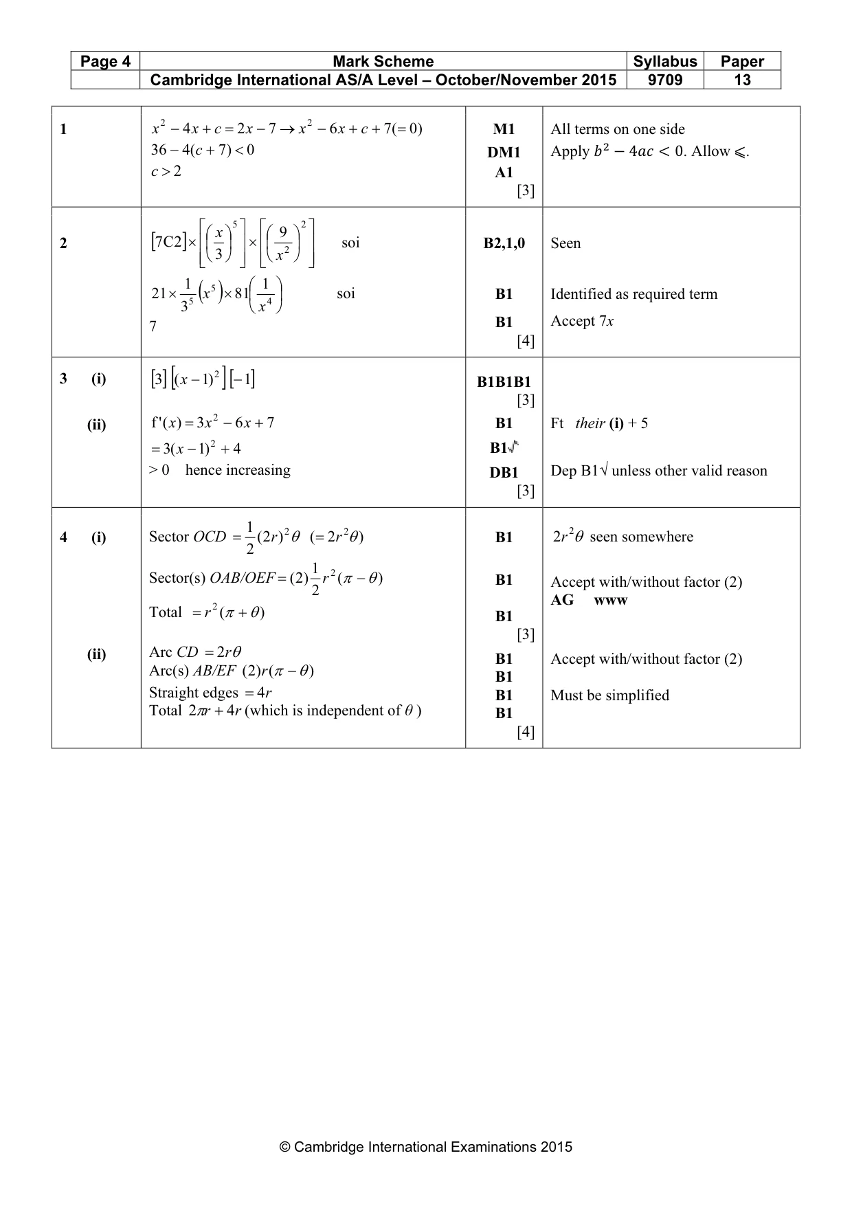 Mark scheme, page 4 of 7