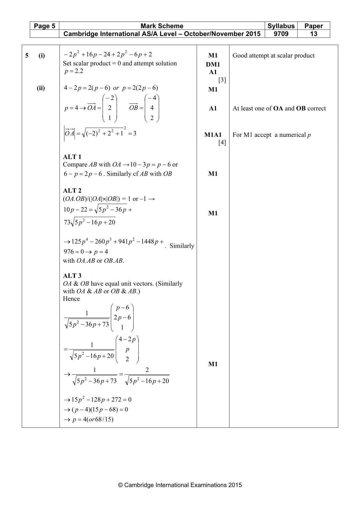 Mark scheme, page 5 of 7
