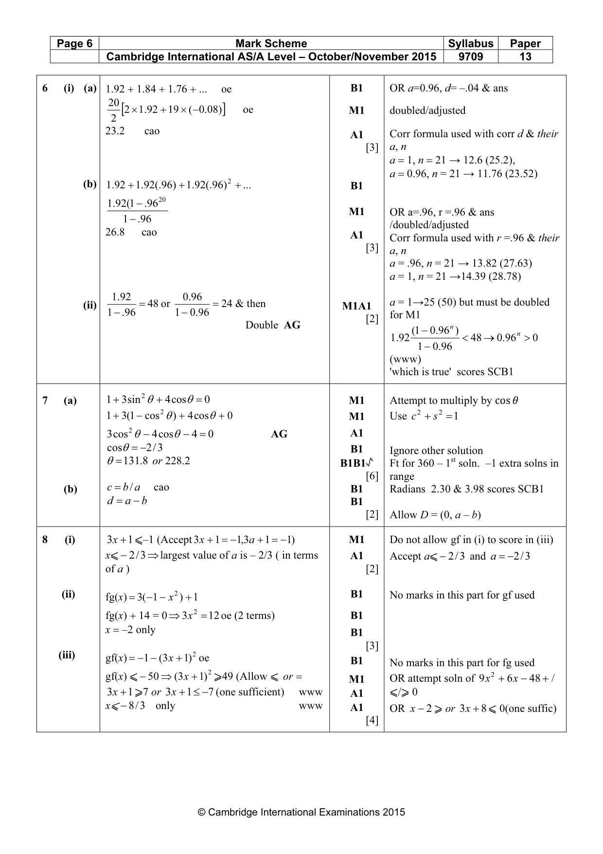 Mark scheme, page 6 of 7