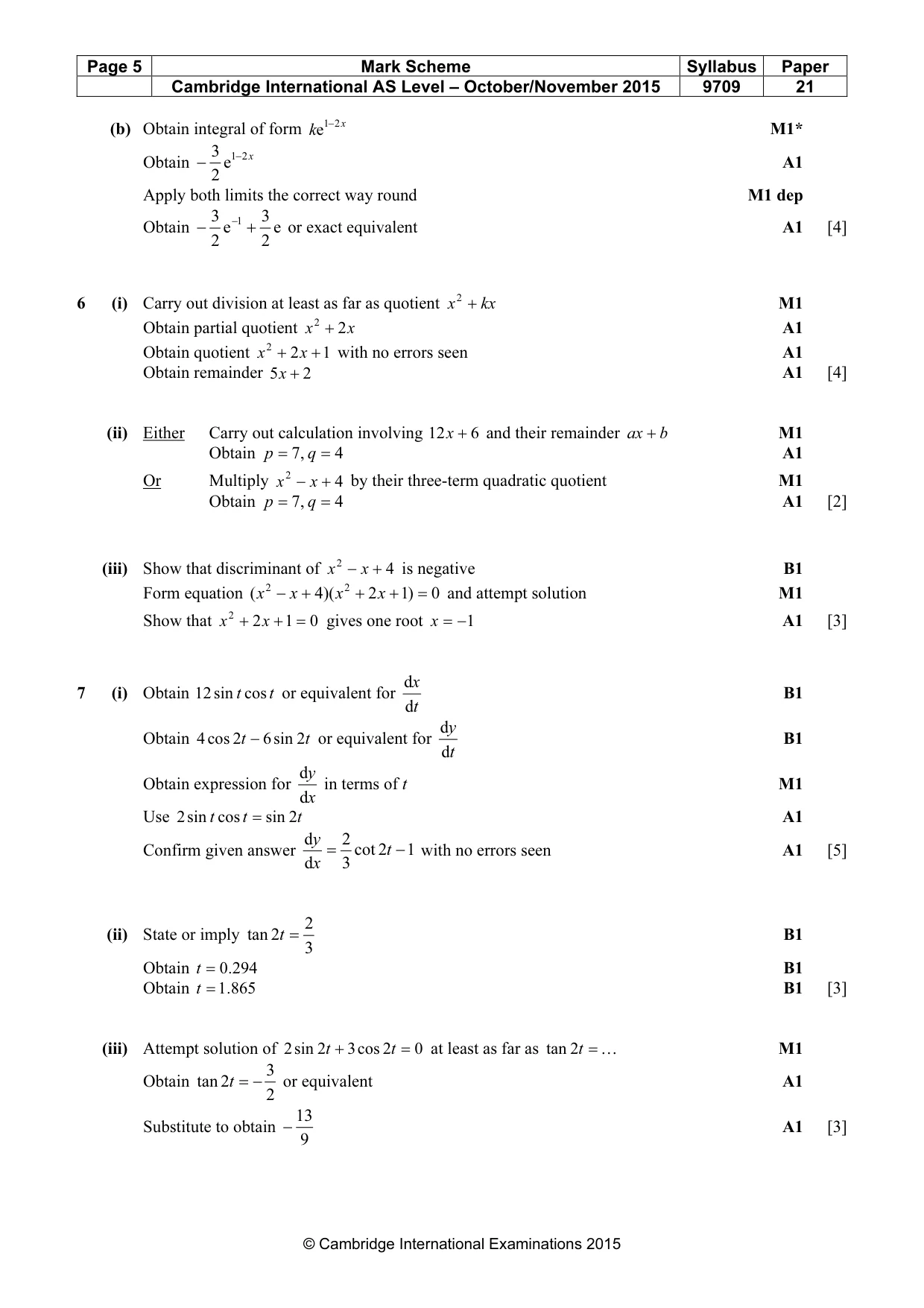 Mark scheme, page 5 of 5