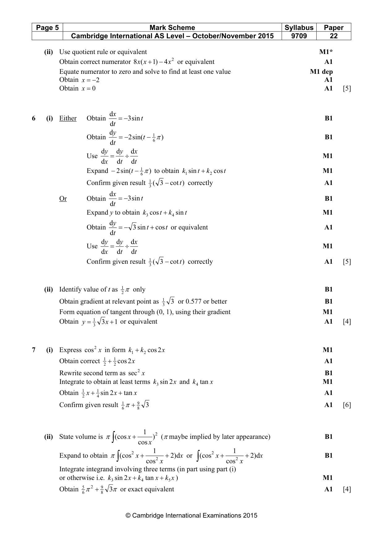 Mark scheme, page 5 of 5