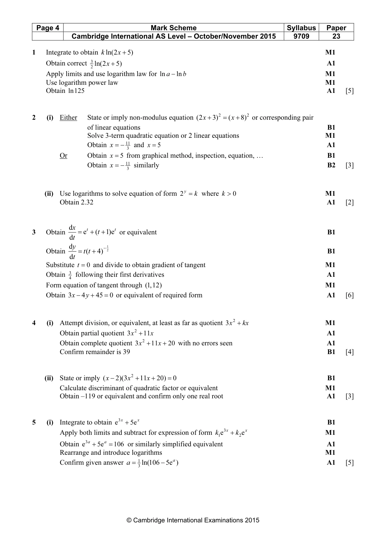 Mark scheme, page 4 of 5