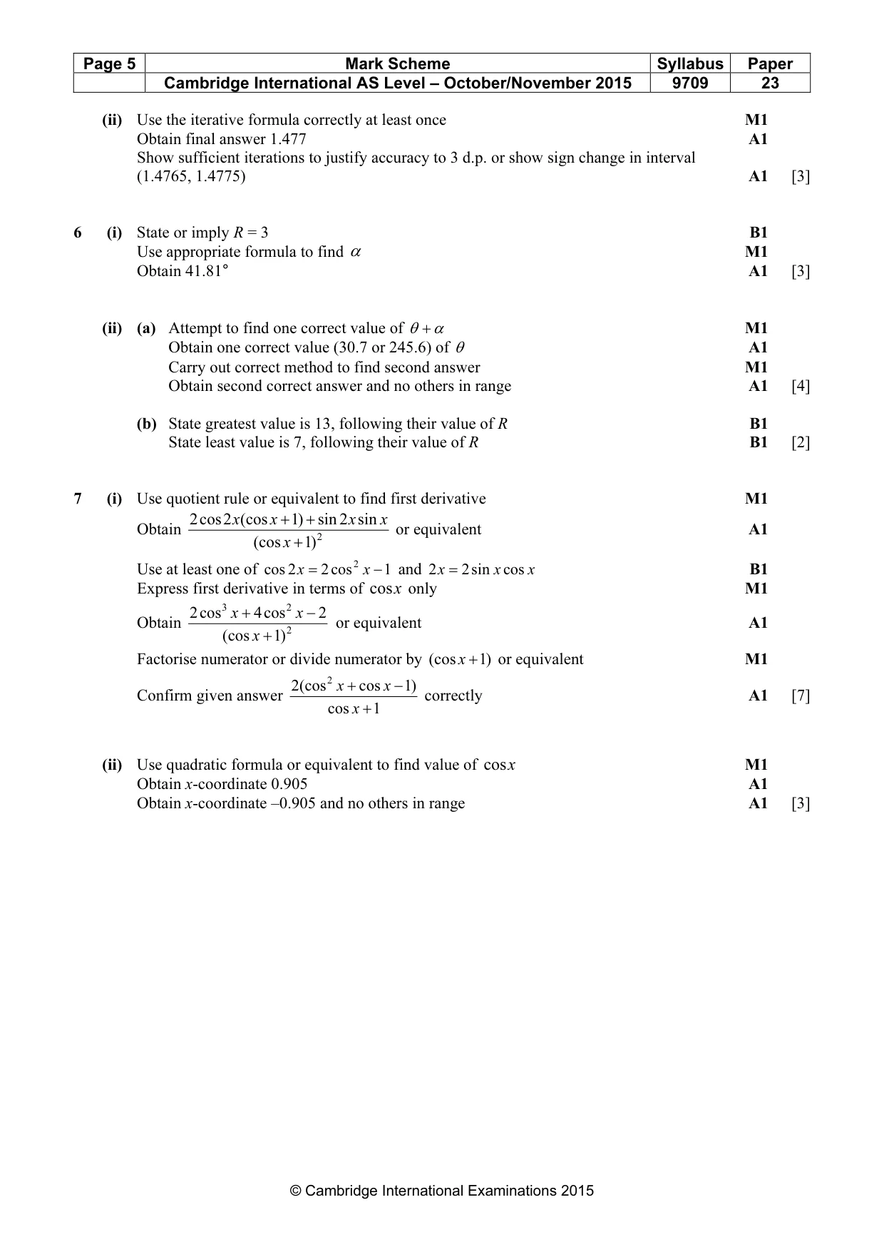 Mark scheme, page 5 of 5